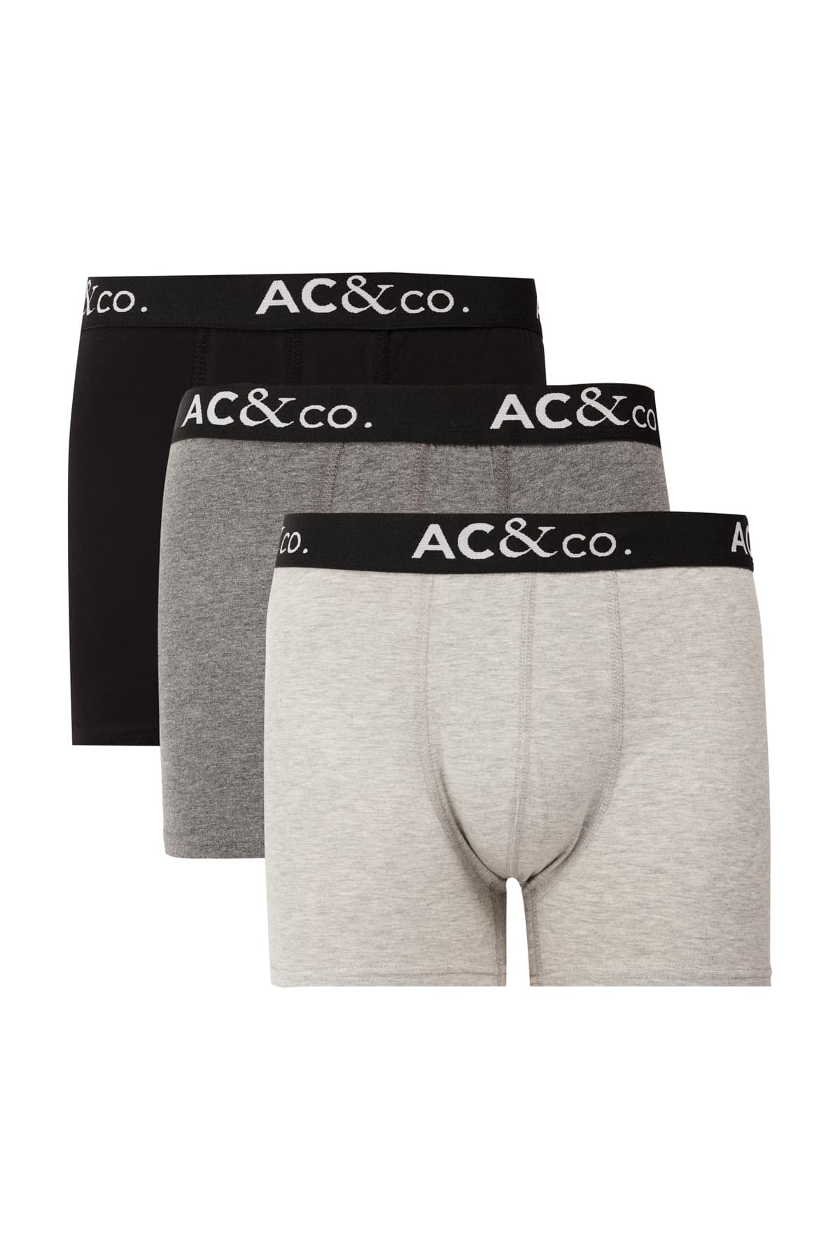 پک 3 تایی شورت باکسر مردانه AC&Co / Altınyıldız Classics نخی کشی مشکی-آنتراسیت ست دامادی پک 3 تایی شورت باکسر مردانه AC&Co / Altınyıldız Classics نخی کشی مشکی-آنتراسیت ست دامادی