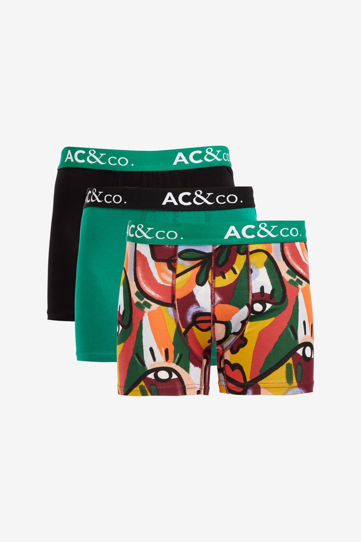 بسته 3'lü شورت مردانه AC&Co / Altınyıldız Classics نخی کشی طرح مشکیسبز، ست جهیزیه داماد بسته 3'lü شورت مردانه AC&Co / Altınyıldız Classics نخی کشی طرح مشکیسبز، ست جهیزیه داماد