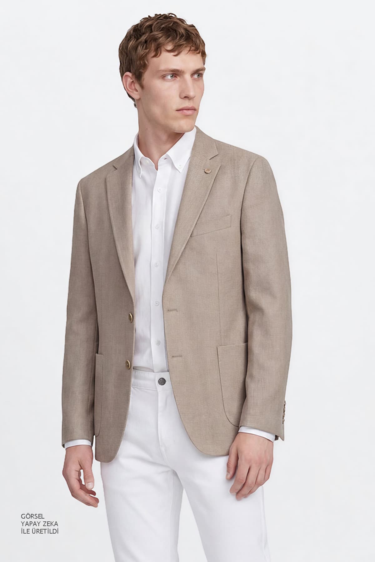 کت بلیزر مردانه AC&Co / Altınyıldız Classics بژ با برش جذب، یقه مونو و جیب پاکتی کت بلیزر مردانه AC&Co / Altınyıldız Classics بژ با برش جذب، یقه مونو و جیب پاکتی