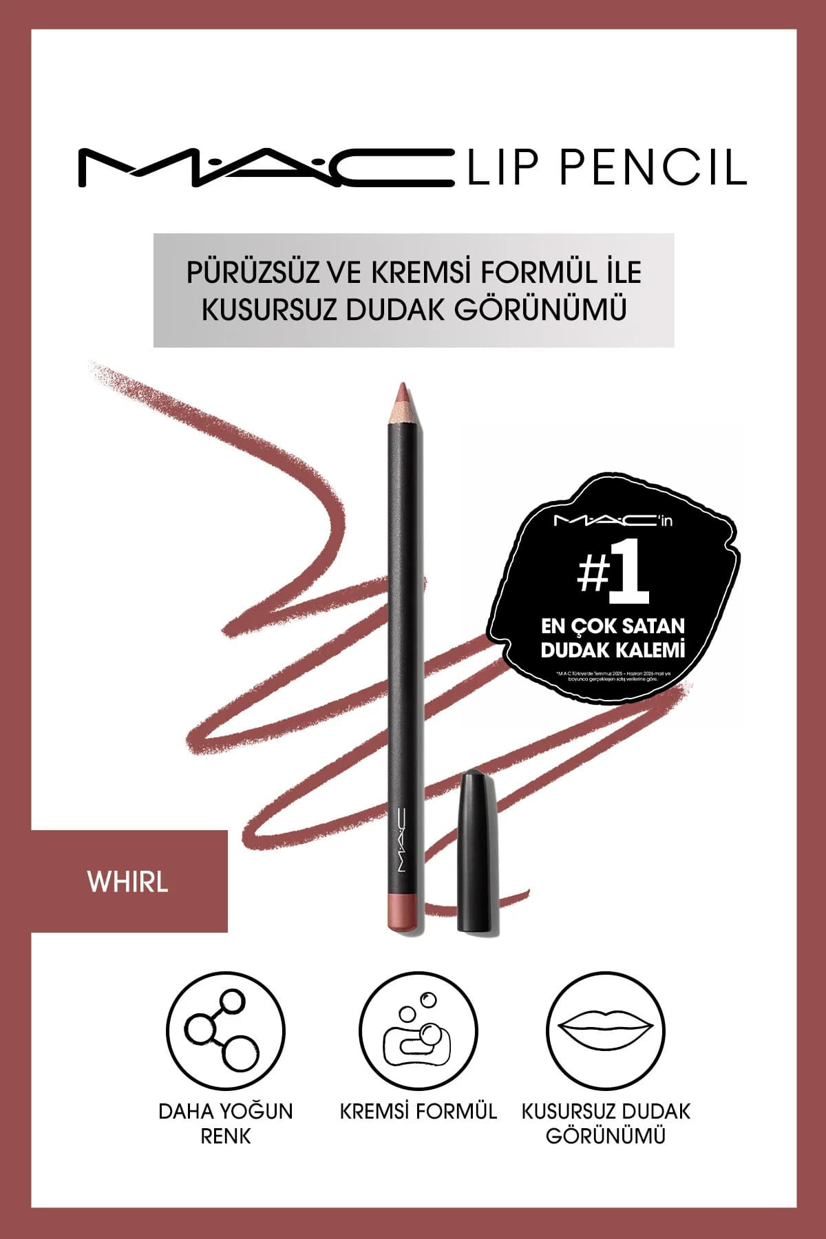 مداد لب Mac کرمی ماندگار مدل Whirl 1.45 g مداد لب Mac کرمی ماندگار مدل Whirl 1.45 g