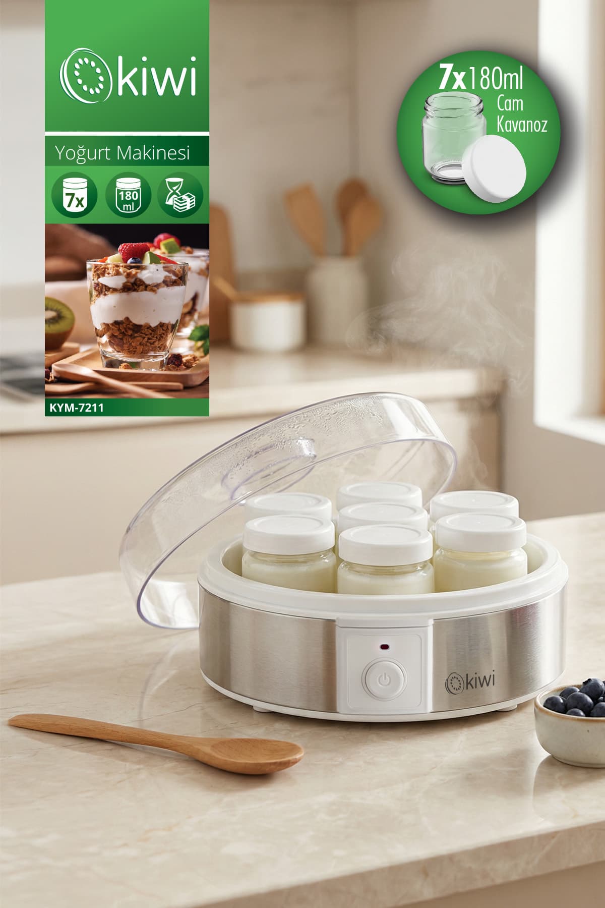 دستگاه ماستساز Kiwi مدل KYM-7211 با بدنه فولاد ضدزنگ و ظرف شیشهای دستگاه ماستساز Kiwi مدل KYM-7211 با بدنه فولاد ضدزنگ و ظرف شیشهای