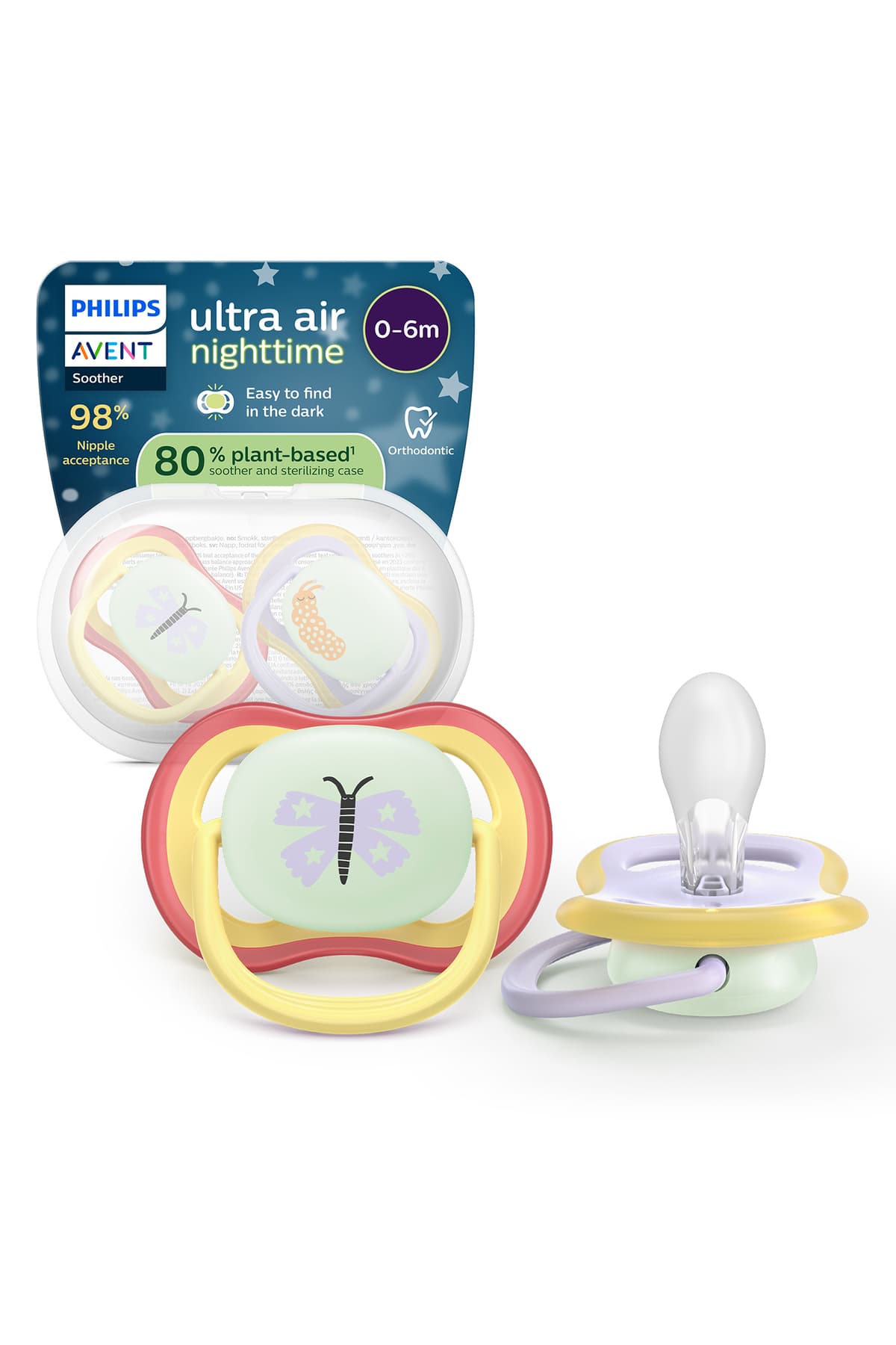 پستانک شب نوزاد Philips Avent مناسب ۰ تا ۶ ماه، دخترانه، ۲ عددی مدل SCF376/19 پستانک شب نوزاد Philips Avent مناسب ۰ تا ۶ ماه، دخترانه، ۲ عددی مدل SCF376/19