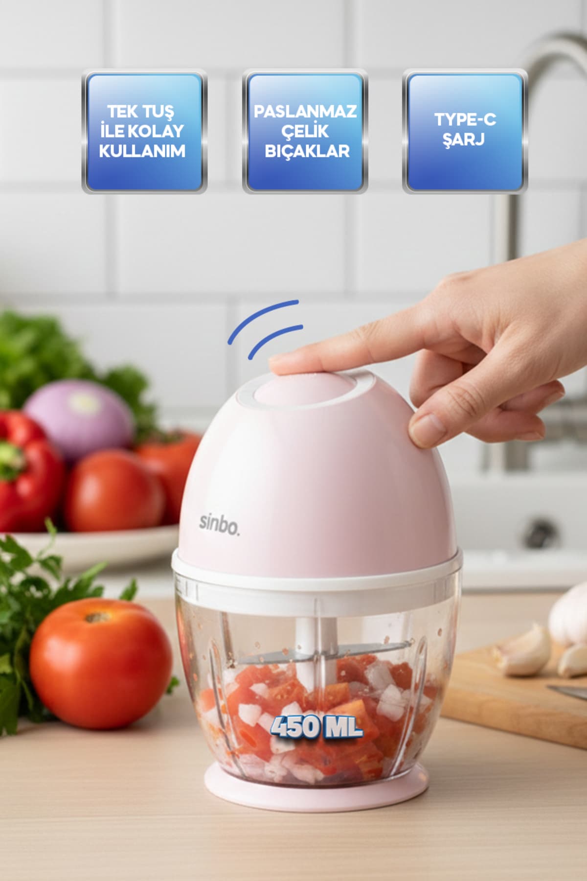 خردکن شارژی بیسیم Sinbo با تیغه فولاد ضدزنگ مدل SHB-7503 خردکن شارژی بیسیم Sinbo با تیغه فولاد ضدزنگ مدل SHB-7503