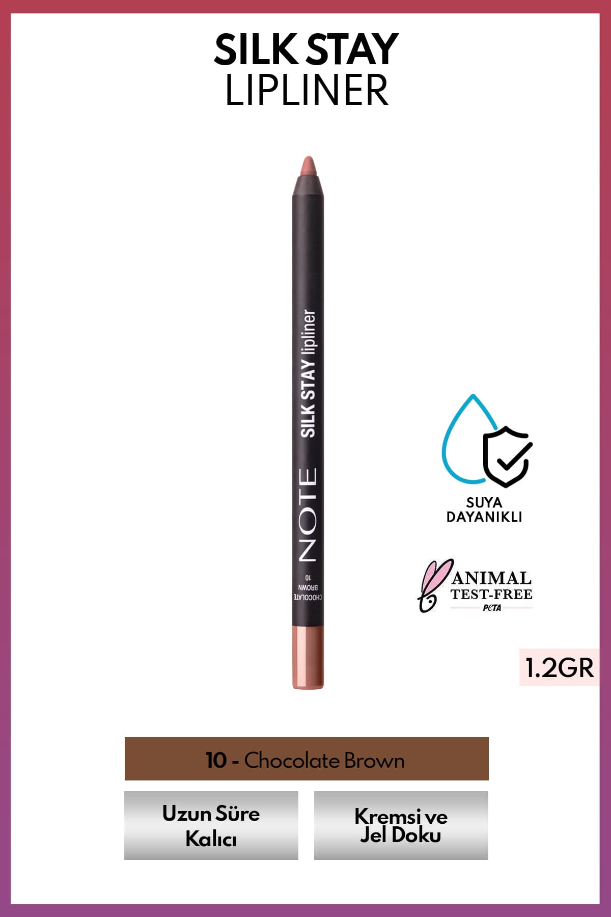 مداد لب Note Cosmetics Silk Stay ابریشمی ضدآب قهوهای شکلاتی مدل 10 مداد لب Note Cosmetics Silk Stay ابریشمی ضدآب قهوهای شکلاتی مدل 10