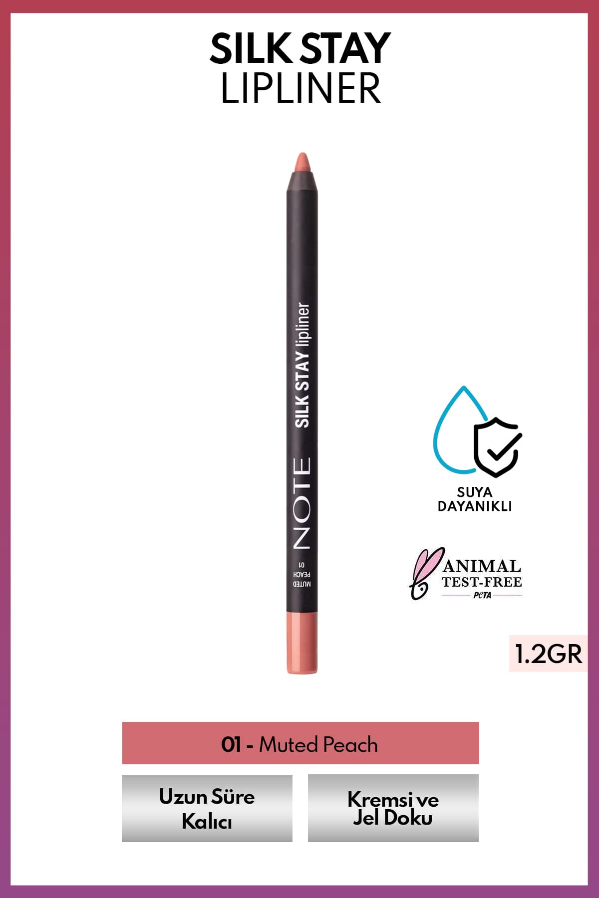 مداد لب Note Cosmetics Silk Stay ابریشمی ضدآب رنگ 01 هلویی ملایم نود مداد لب Note Cosmetics Silk Stay ابریشمی ضدآب رنگ 01 هلویی ملایم نود