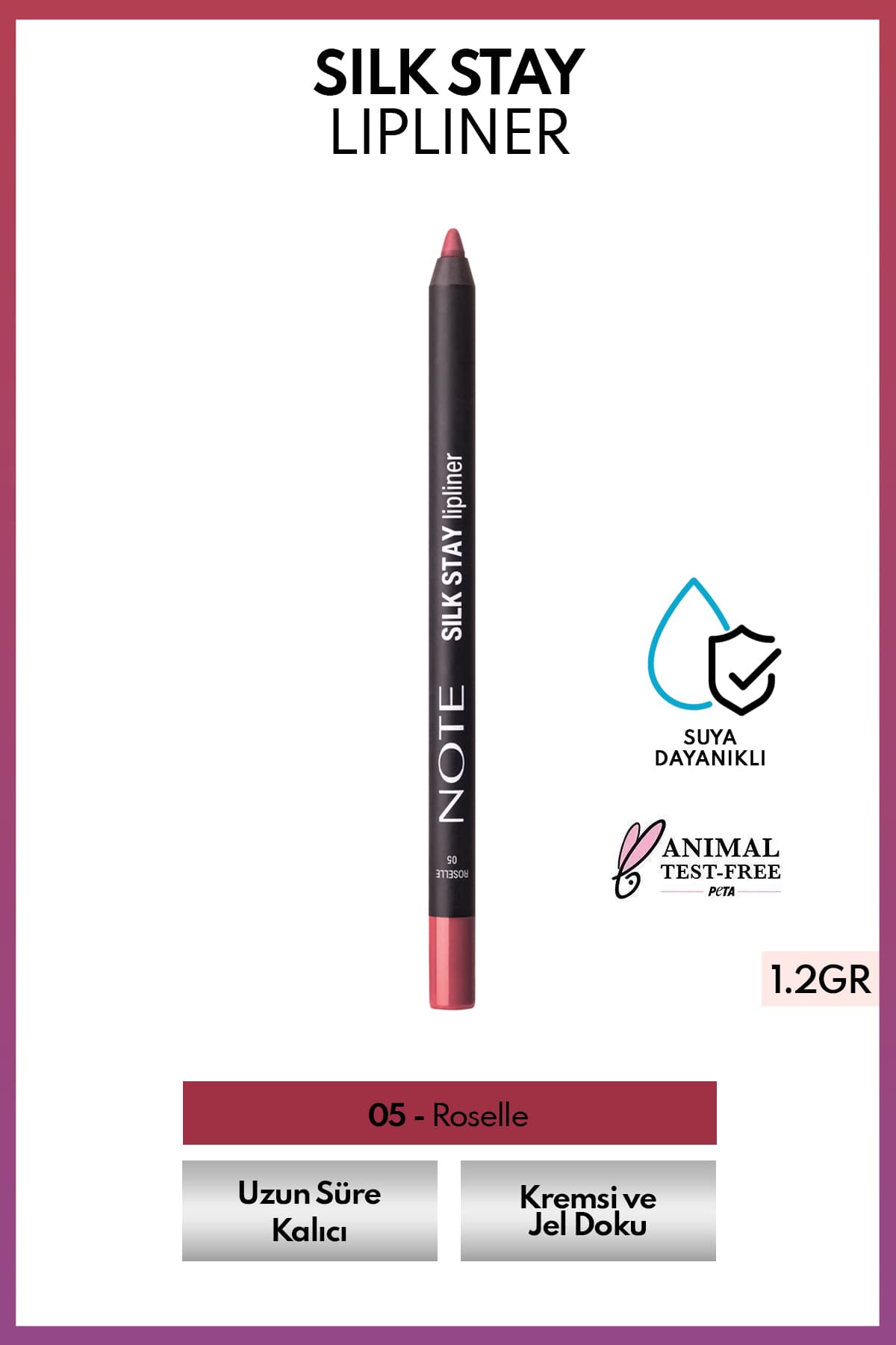 مداد لب Note Cosmetics ابریشمی ضدآب مدل 05 Roselle صورتی مداد لب Note Cosmetics ابریشمی ضدآب مدل 05 Roselle صورتی