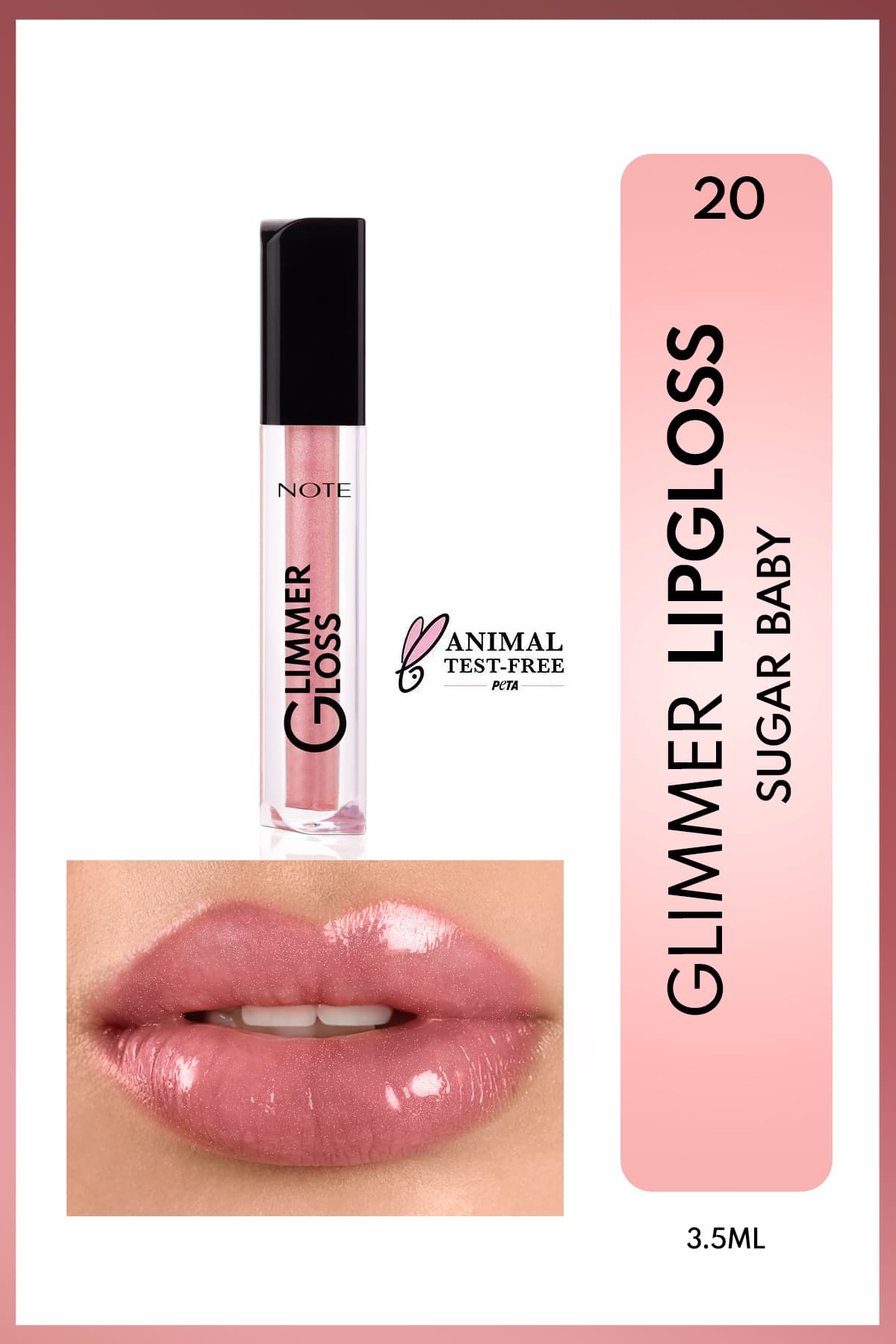 براقکننده لب مرطوبکننده و درخشان Note Cosmetics Glimmer Gloss مدل 20 Sugar Baby براقکننده لب مرطوبکننده و درخشان Note Cosmetics Glimmer Gloss مدل 20 Sugar Baby