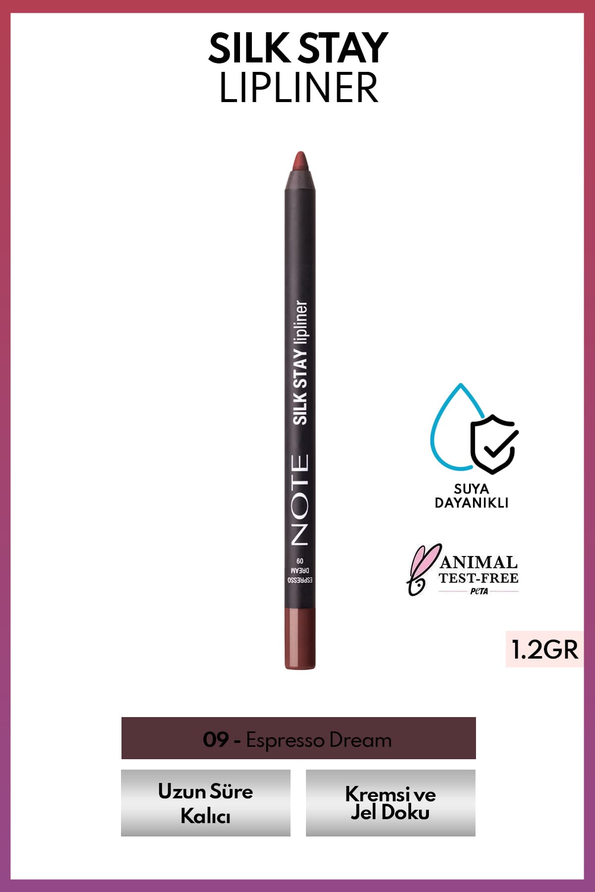 خط لب Note Cosmetics Silk Stay ضدآب و ابریشمی مدل 09 Espresso Dream قهوهای خط لب Note Cosmetics Silk Stay ضدآب و ابریشمی مدل 09 Espresso Dream قهوهای