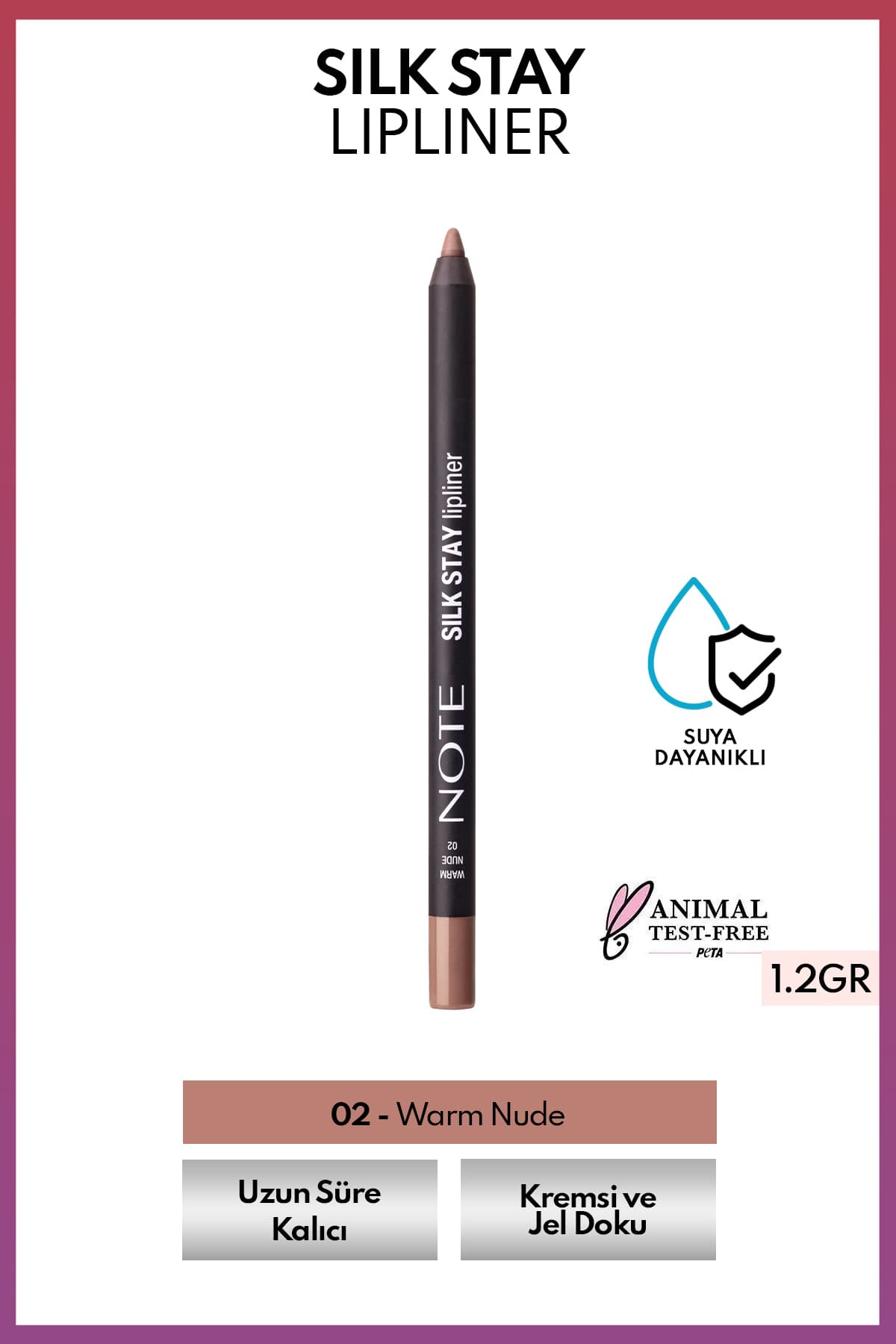 مداد لب Note Cosmetics ابریشمی ضدآب مدل 02 Warm Nude - Nude مداد لب Note Cosmetics ابریشمی ضدآب مدل 02 Warm Nude - Nude