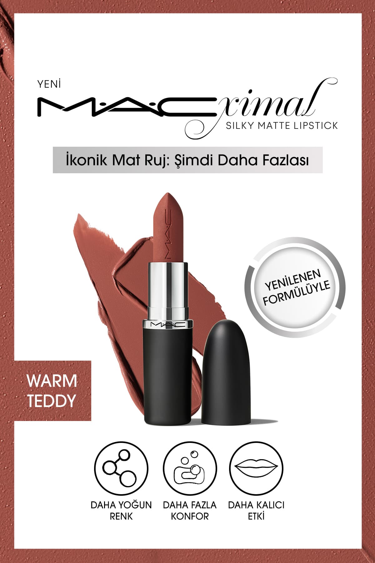 رژ لب Mac M·A·CXIMAL Silky Matte آبرسان با رنگدهی بالا Warm Teddy رژ لب Mac M·A·CXIMAL Silky Matte آبرسان با رنگدهی بالا Warm Teddy