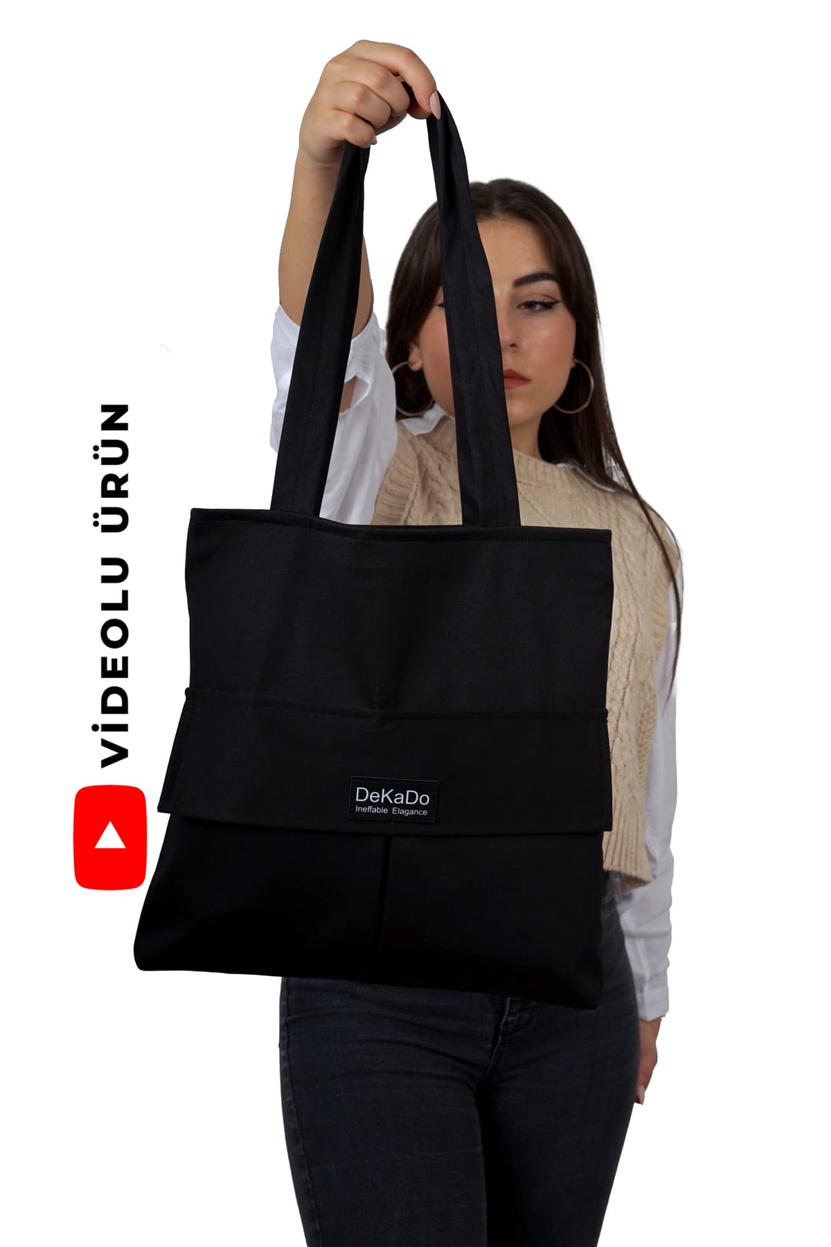 کیف دستی و دوشی زنانه dekado مشکی زیپدار پارچهای سایز 35x35 کیف دستی و دوشی زنانه dekado مشکی زیپدار پارچهای سایز 35x35