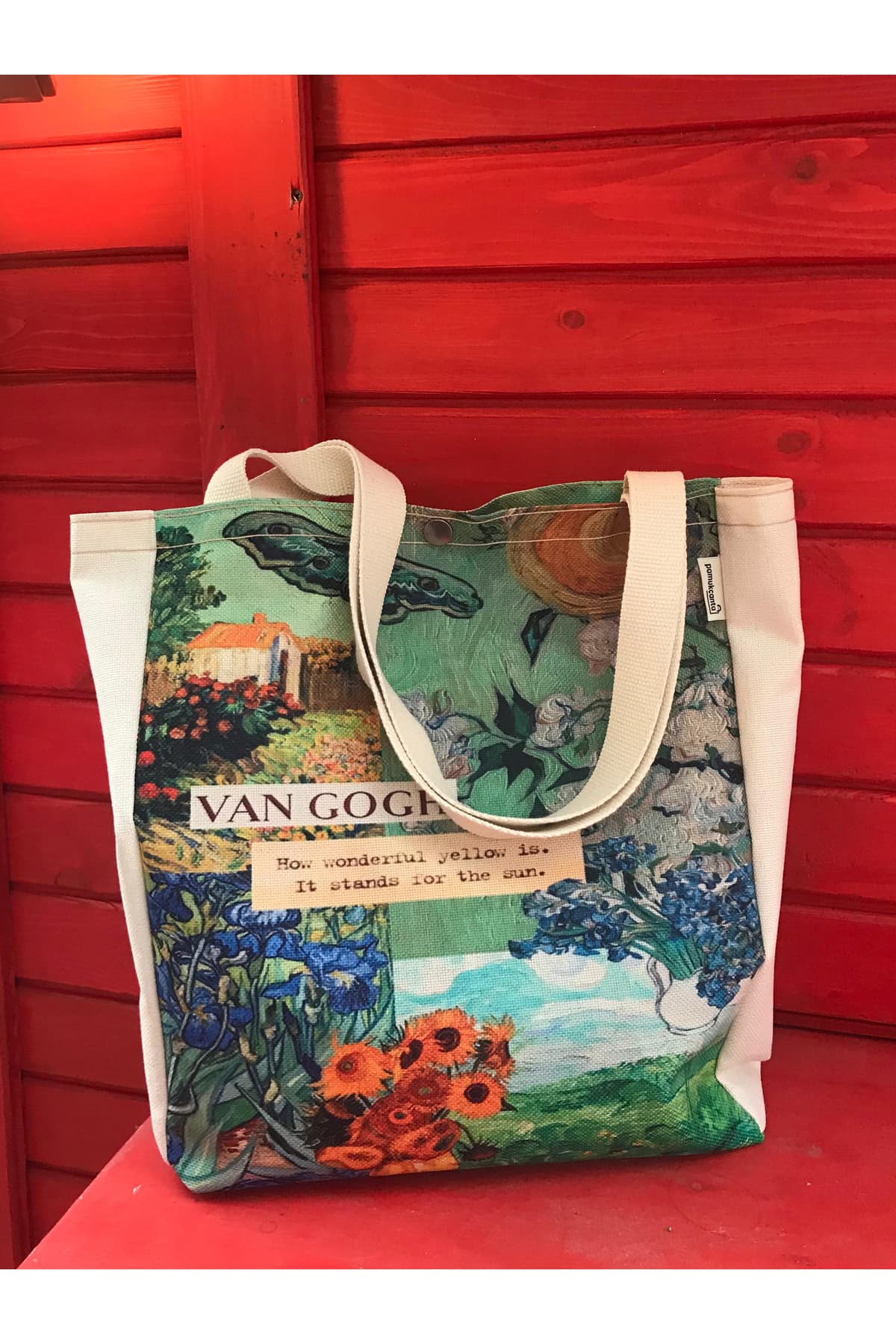 کیف کانواس pamukcanta طرح Van Gogh با دکمه فشاری فلزی و قابل شستوشو کیف کانواس pamukcanta طرح Van Gogh با دکمه فشاری فلزی و قابل شستوشو