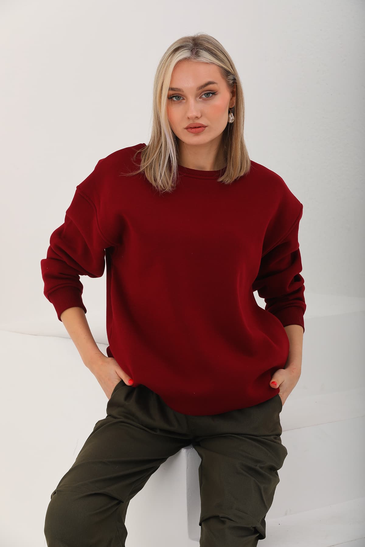 سویشرت یقه گرد اورسایز Batı Styling مدل Ice سویشرت یقه گرد اورسایز Batı Styling مدل Ice