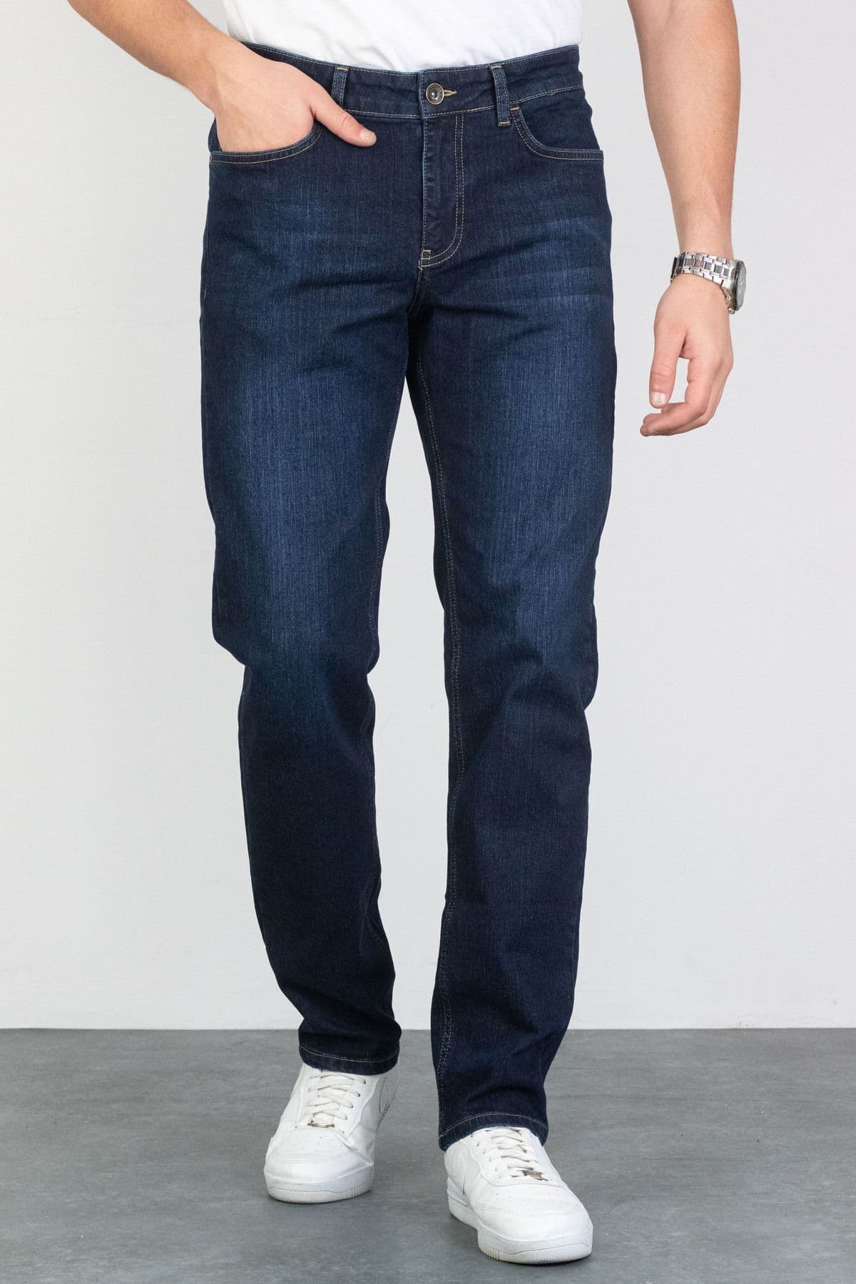 شلوار جین مردانه HLT JEANS آبی تیره فیت معمولی لایکرا مدل HLTHE001977 شلوار جین مردانه HLT JEANS آبی تیره فیت معمولی لایکرا مدل HLTHE001977