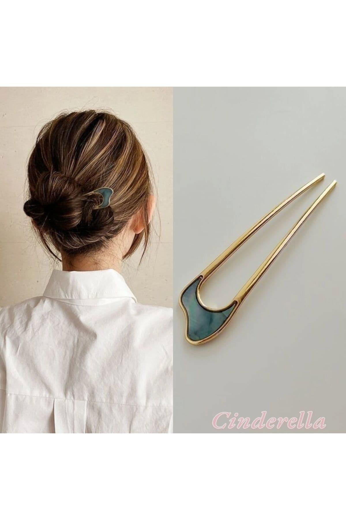 گیره مو زنانه Cinderella فلزی با تزئین صدف مدل Kıvrımlı گیره مو زنانه Cinderella فلزی با تزئین صدف مدل Kıvrımlı