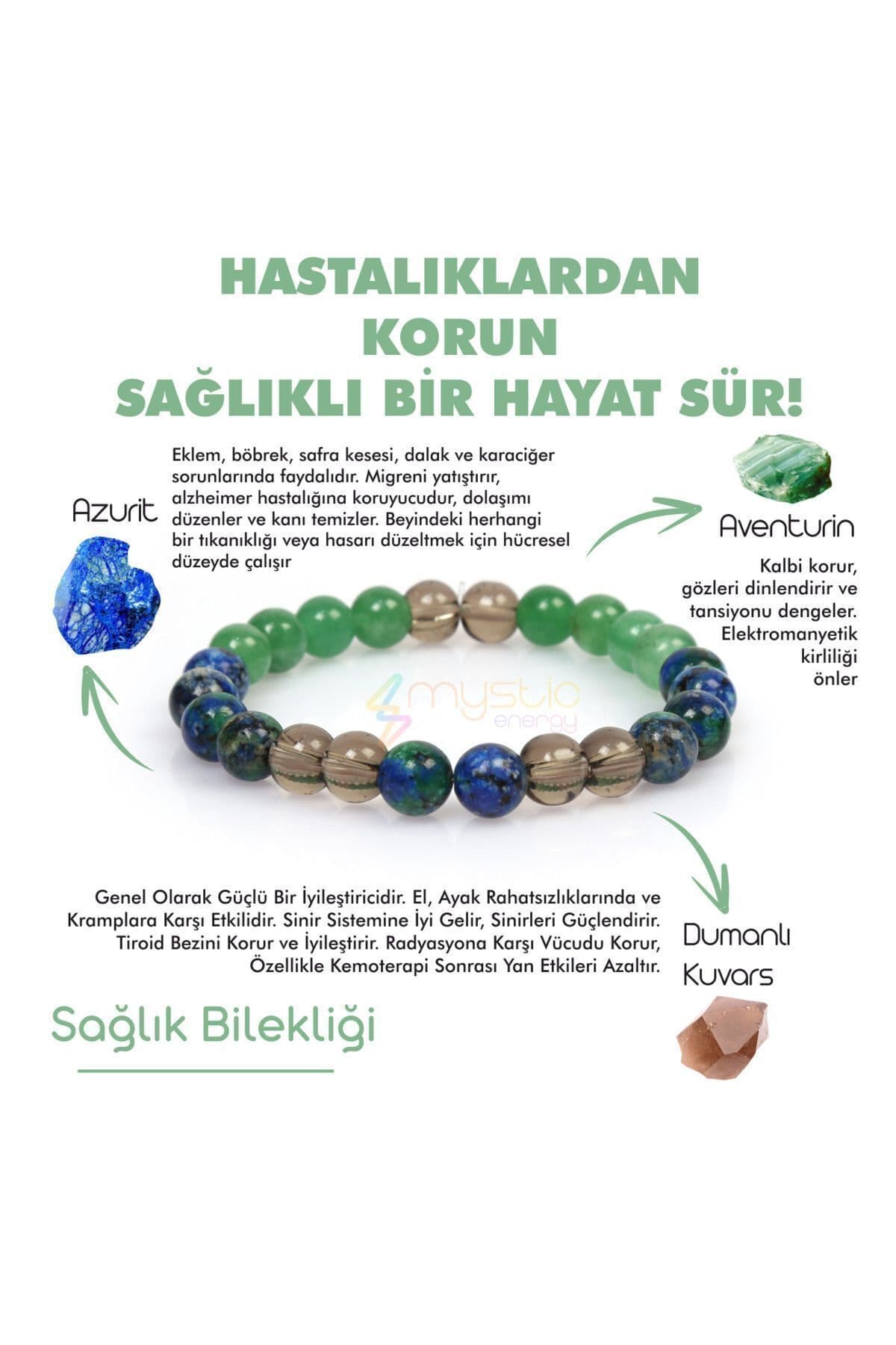 دستبند زنانه Mystic Energy شفابخش سنگ طبیعی %100 آزوریت، آونتورین، کوارتز دودی دستبند زنانه Mystic Energy شفابخش سنگ طبیعی %100 آزوریت، آونتورین، کوارتز دودی