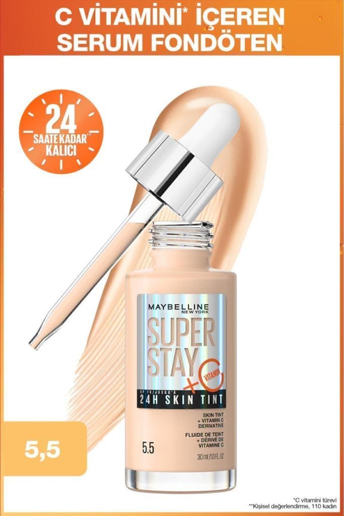 کرمپودر و کانسیلر ویتامین C Maybelline New York Super Stay Skin Tint مدل 03 کرمپودر و کانسیلر ویتامین C Maybelline New York Super Stay Skin Tint مدل 03