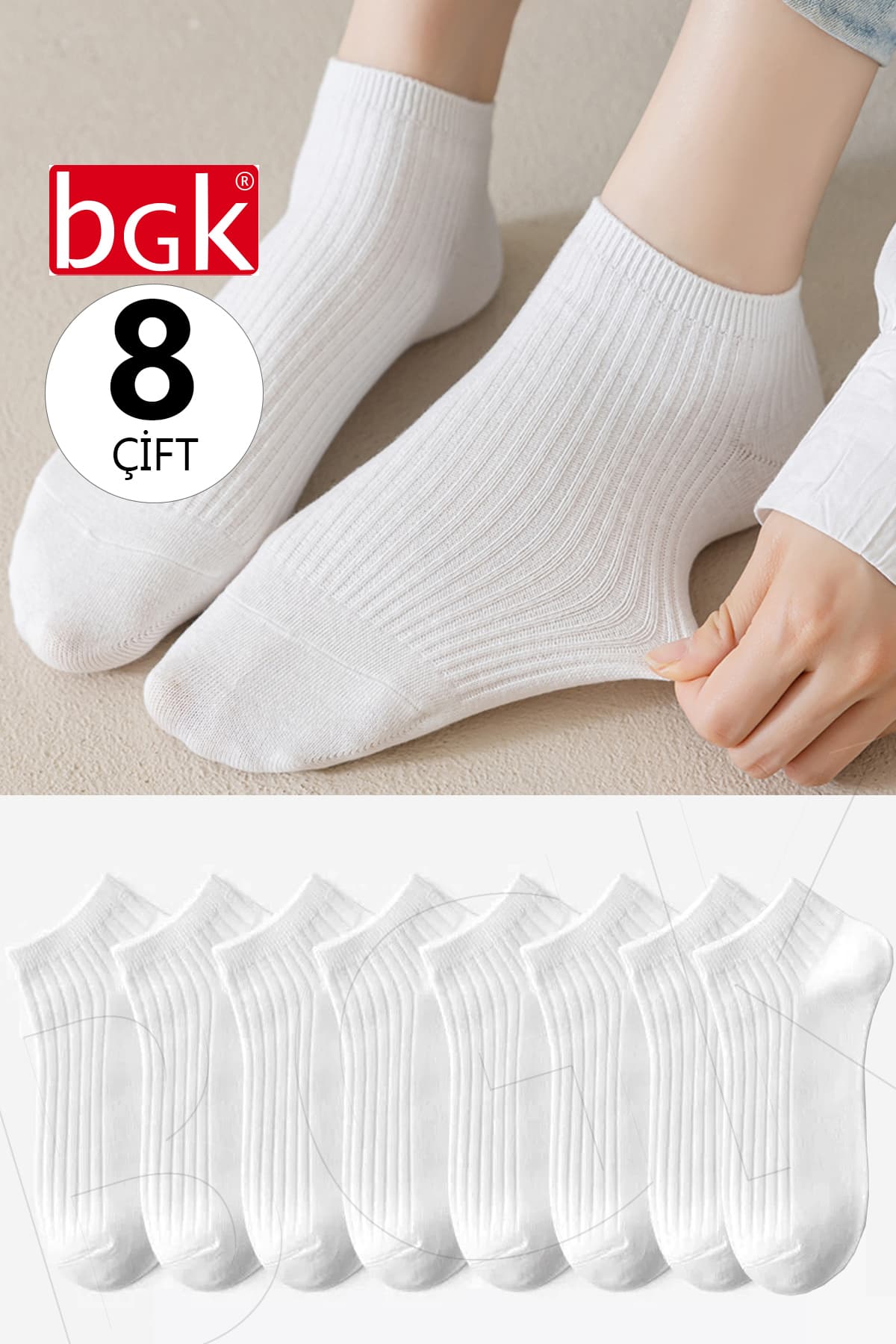 جوراب یونیسکس BGK نخی ساده 8 جفت سیاه و سفید جوراب یونیسکس BGK نخی ساده 8 جفت سیاه و سفید