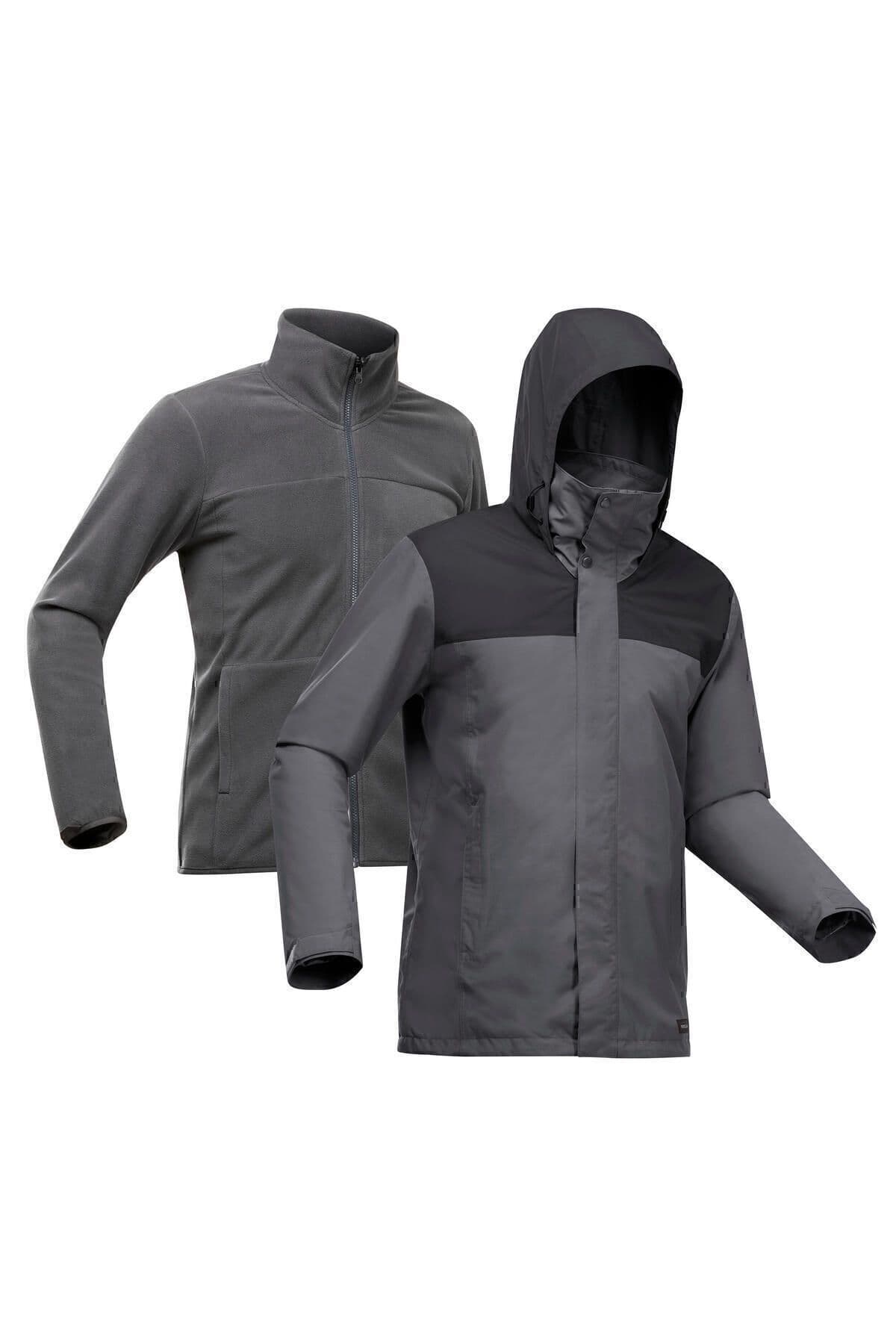 کاپشن مردانه Decathlon ترکینگ ضدآب ۳ در ۱ خاکستری مدل Travel 100 کاپشن مردانه Decathlon ترکینگ ضدآب ۳ در ۱ خاکستری مدل Travel 100