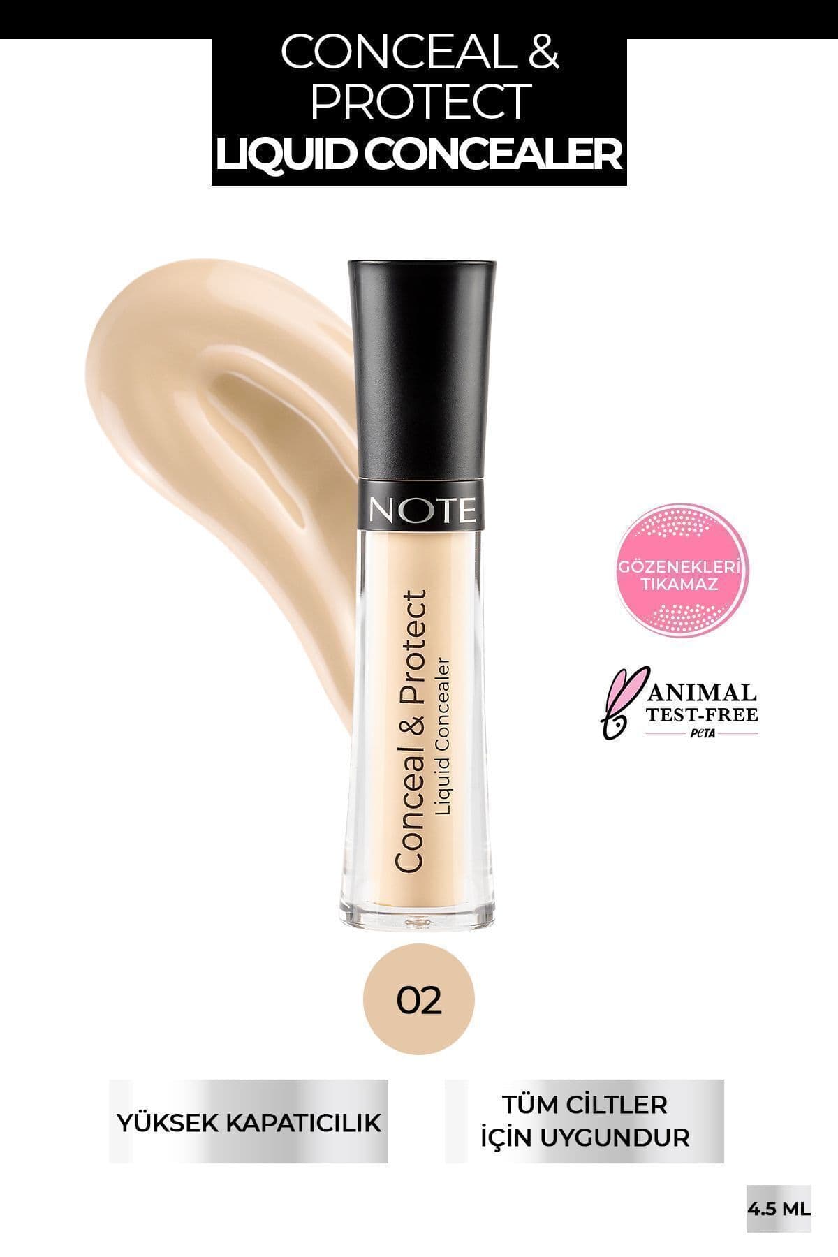 کانسیلر مایع زیر چشم Note Cosmetics Conceal & Protect رنگ 02 Sand کانسیلر مایع زیر چشم Note Cosmetics Conceal & Protect رنگ 02 Sand