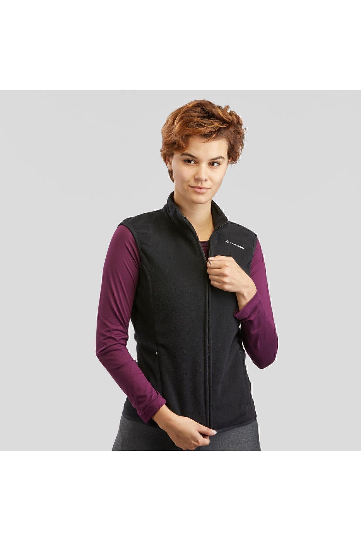 جلیقه زنانه Decathlon Quechua پولار فضای باز مشکی مدل Mh120 جلیقه زنانه Decathlon Quechua پولار فضای باز مشکی مدل Mh120