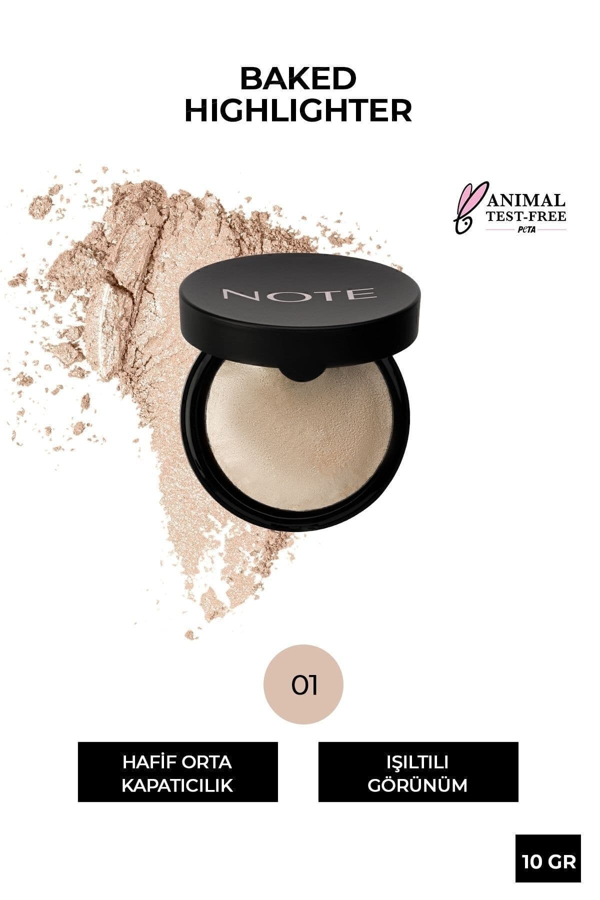 هایلایتر پودری Note Cosmetics درخشان و پختهشده مدل 01 Moonlight هایلایتر پودری Note Cosmetics درخشان و پختهشده مدل 01 Moonlight