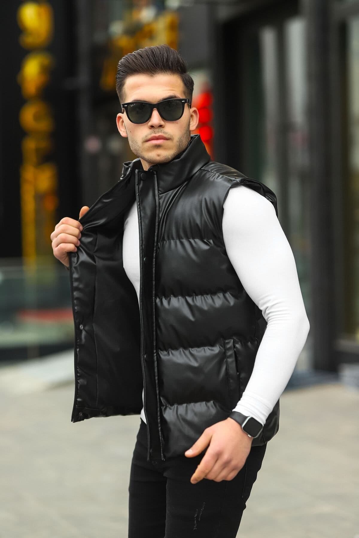 جلیقه مردانه چرمی Boymen مشکی پُرشده جلیقه مردانه چرمی Boymen مشکی پُرشده