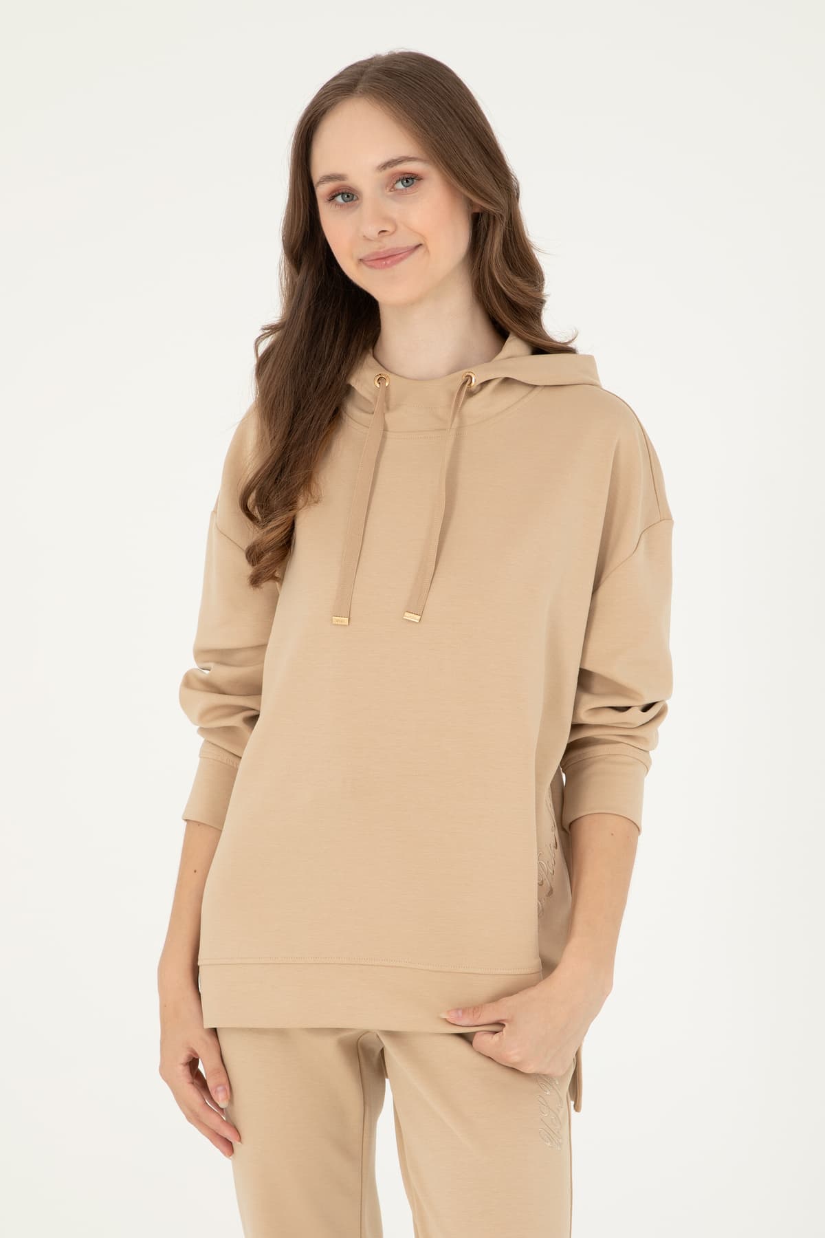 سویشرت کلاهدار زنانه U.S. Polo Assn. با ترکیب مودال رنگ شنی مدل 50296940-VR085 سویشرت کلاهدار زنانه U.S. Polo Assn. با ترکیب مودال رنگ شنی مدل 50296940-VR085