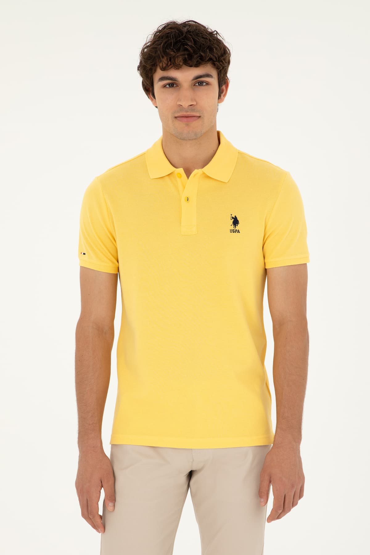 تیشرت مردانه U.S. Polo Assn. فیت اسلیم یقه پولو زرد بیسیک مدل 50279613-VR044 تیشرت مردانه U.S. Polo Assn. فیت اسلیم یقه پولو زرد بیسیک مدل 50279613-VR044
