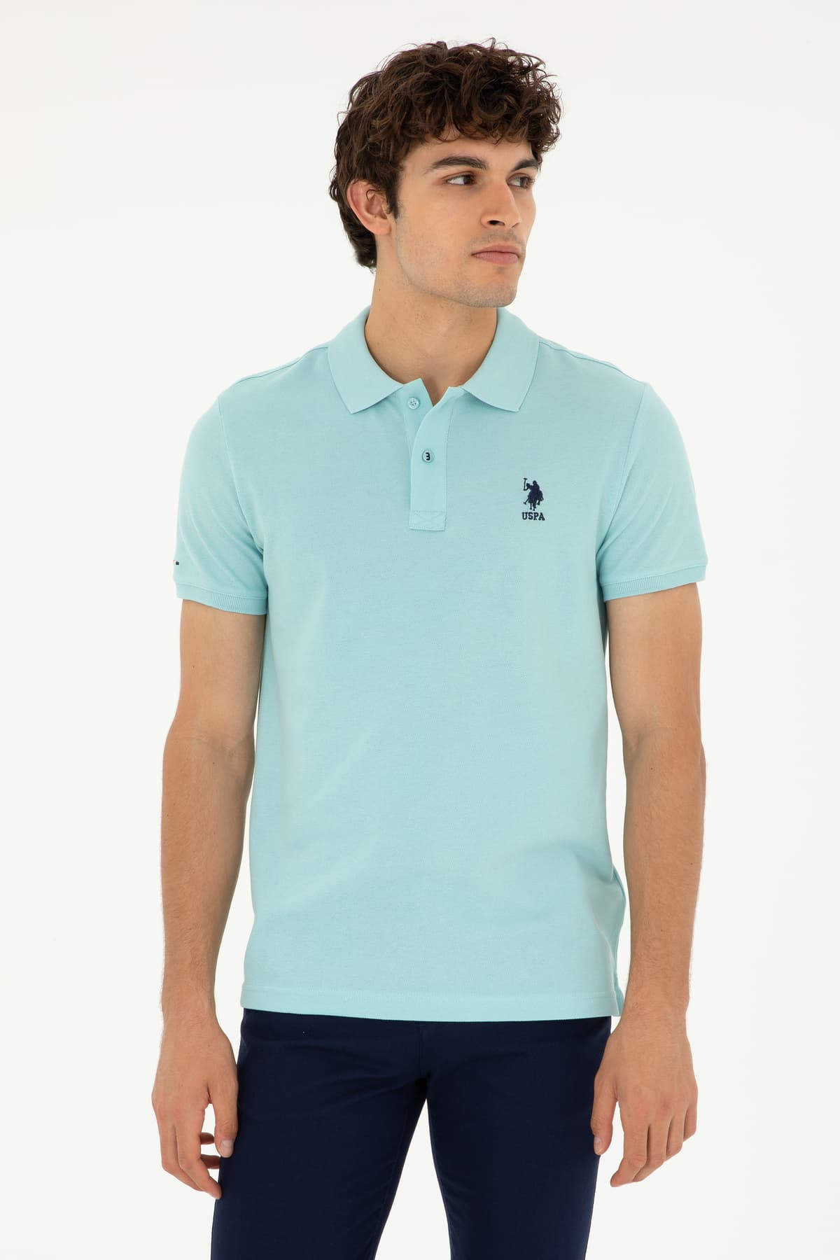 تیشرت مردانه U.S. Polo Assn. فیت اسلیم یقه پولو سبز آبی مدل 50279613-VR083 تیشرت مردانه U.S. Polo Assn. فیت اسلیم یقه پولو سبز آبی مدل 50279613-VR083