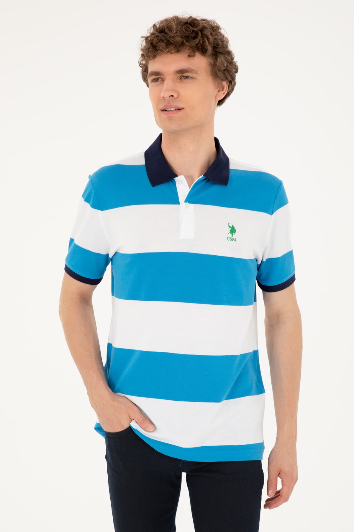 تیشرت مردانه U.S. Polo Assn. فیت معمولی یقه پولو آبی آسمانی مدل 50288503-VR045 تیشرت مردانه U.S. Polo Assn. فیت معمولی یقه پولو آبی آسمانی مدل 50288503-VR045
