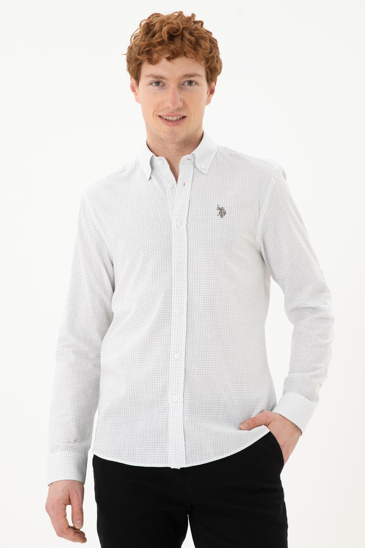 پیراهن مردانه U.S. Polo Assn. سفید طرحدار مدل 50288673-VR013 پیراهن مردانه U.S. Polo Assn. سفید طرحدار مدل 50288673-VR013