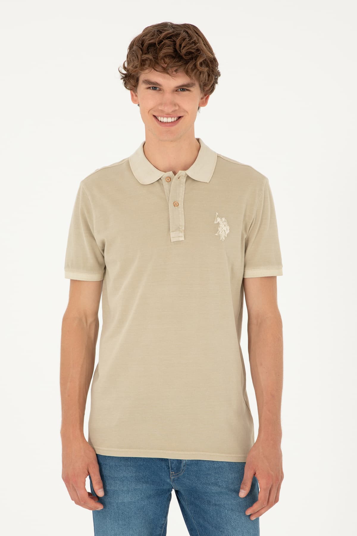تیشرت پولو مردانه U.S. Polo Assn. اسلیم فیت خاکی روشن مدل 50294207-VR183 تیشرت پولو مردانه U.S. Polo Assn. اسلیم فیت خاکی روشن مدل 50294207-VR183
