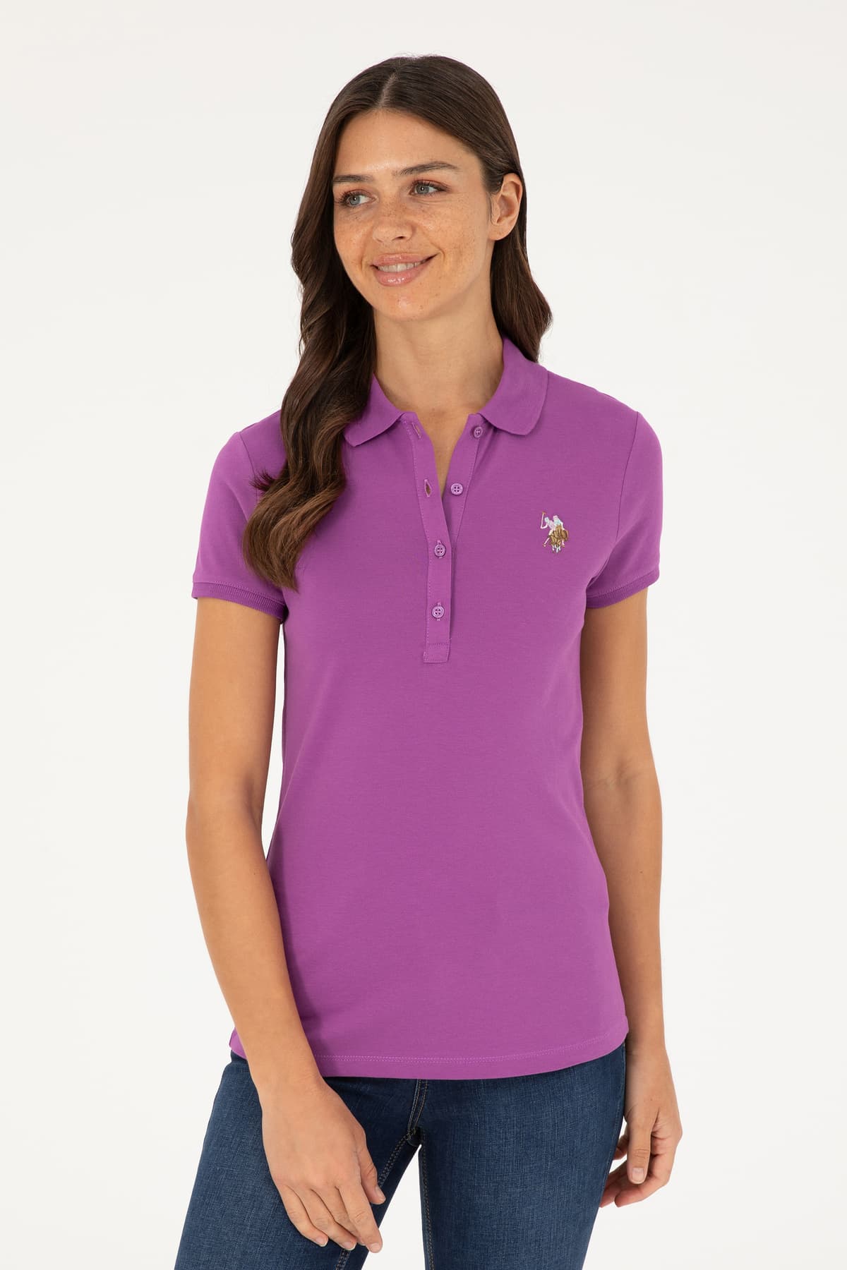تیشرت زنانه یقه پولو U.S. Polo Assn. بنفش مدل 50280067-VR038 تیشرت زنانه یقه پولو U.S. Polo Assn. بنفش مدل 50280067-VR038