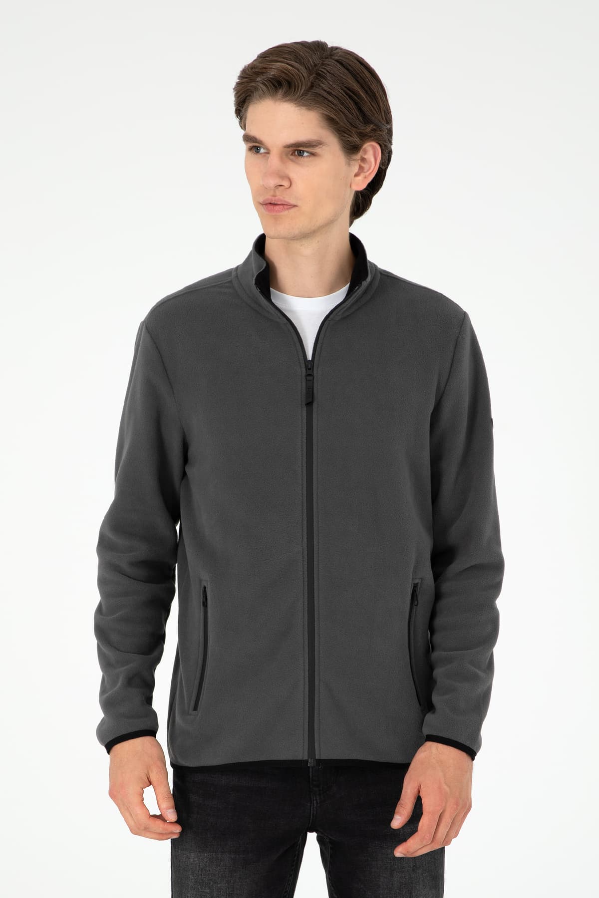 ژاکت پلار مردانه U.S. Polo Assn. ساده زغالی مدل 50298066-VR006 ژاکت پلار مردانه U.S. Polo Assn. ساده زغالی مدل 50298066-VR006