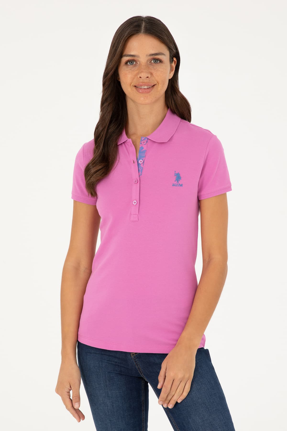 تیشرت زنانه U.S. Polo Assn. یقه پولو صورتی مدل 50280060-VR037 تیشرت زنانه U.S. Polo Assn. یقه پولو صورتی مدل 50280060-VR037