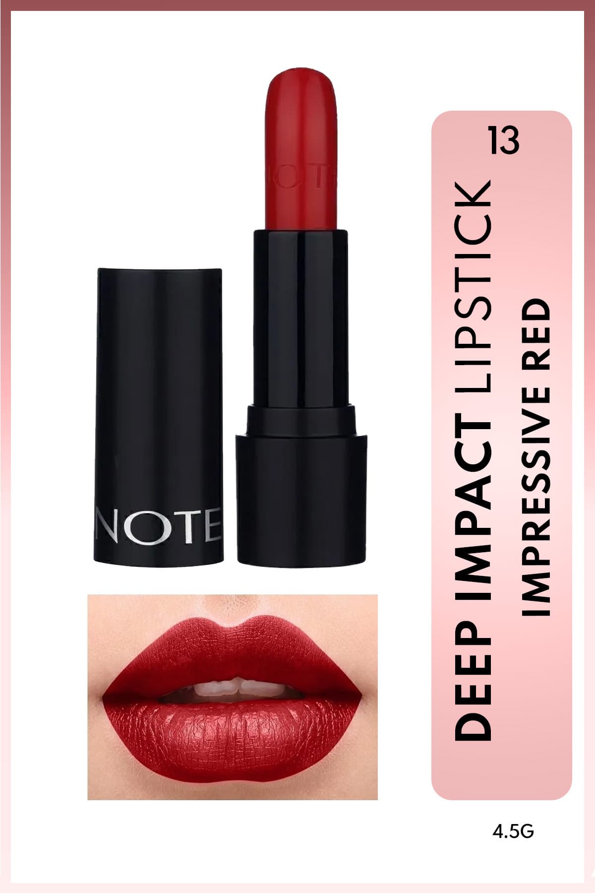 رژ لب Note Cosmetics بافت کرمی و جلوه نیمهبراق قرمز مدل 13 Impressive Red رژ لب Note Cosmetics بافت کرمی و جلوه نیمهبراق قرمز مدل 13 Impressive Red
