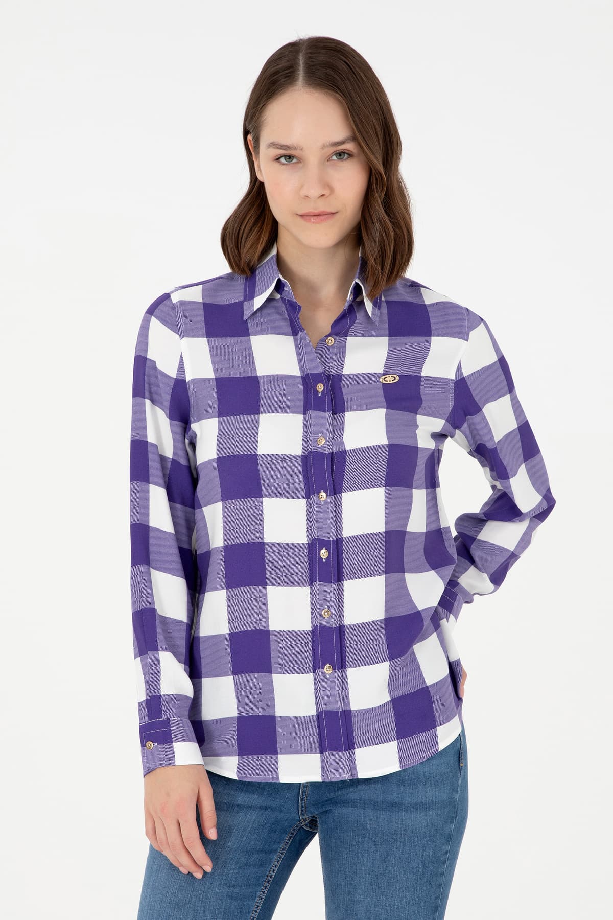 پیراهن زنانه U.S. Polo Assn. بنفش آستین بلند مدل 50291096-VR038 پیراهن زنانه U.S. Polo Assn. بنفش آستین بلند مدل 50291096-VR038
