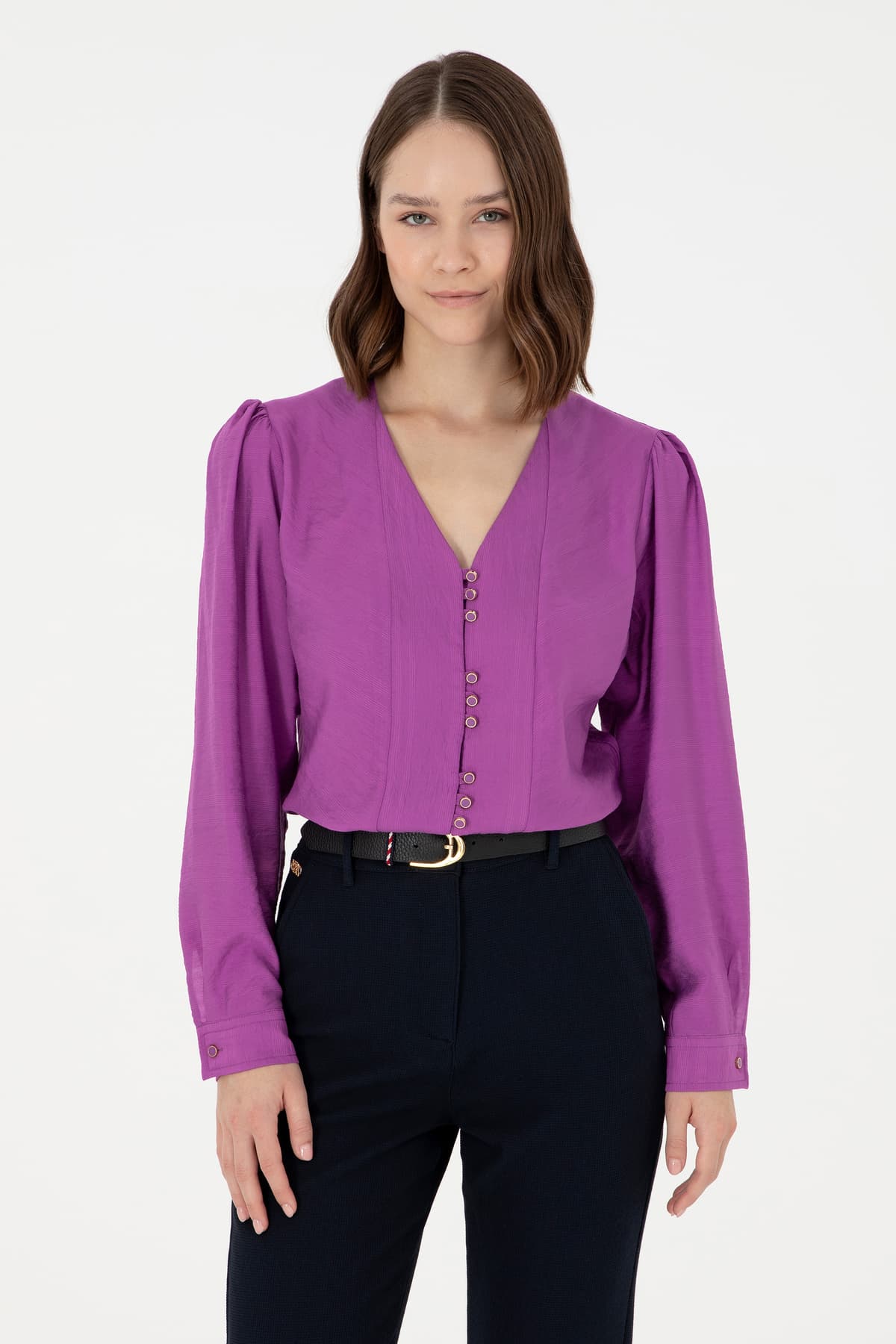 پیراهن زنانه U.S. Polo Assn. آستین بلند بنفش مدل 50292395-VR037 پیراهن زنانه U.S. Polo Assn. آستین بلند بنفش مدل 50292395-VR037