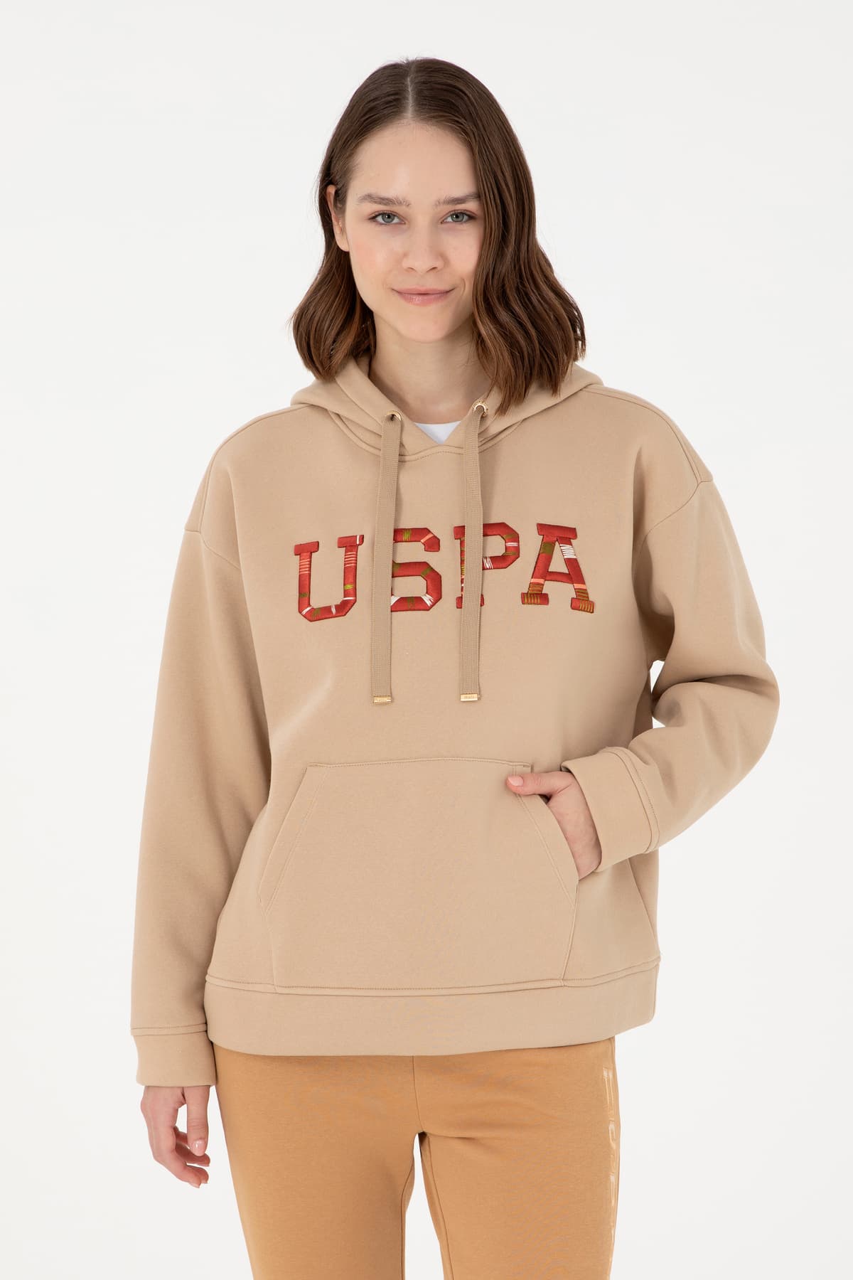 سویشرت زنانه U.S. Polo Assn. هودیدار رنگ شنی مدل 50298586-VR085 سویشرت زنانه U.S. Polo Assn. هودیدار رنگ شنی مدل 50298586-VR085