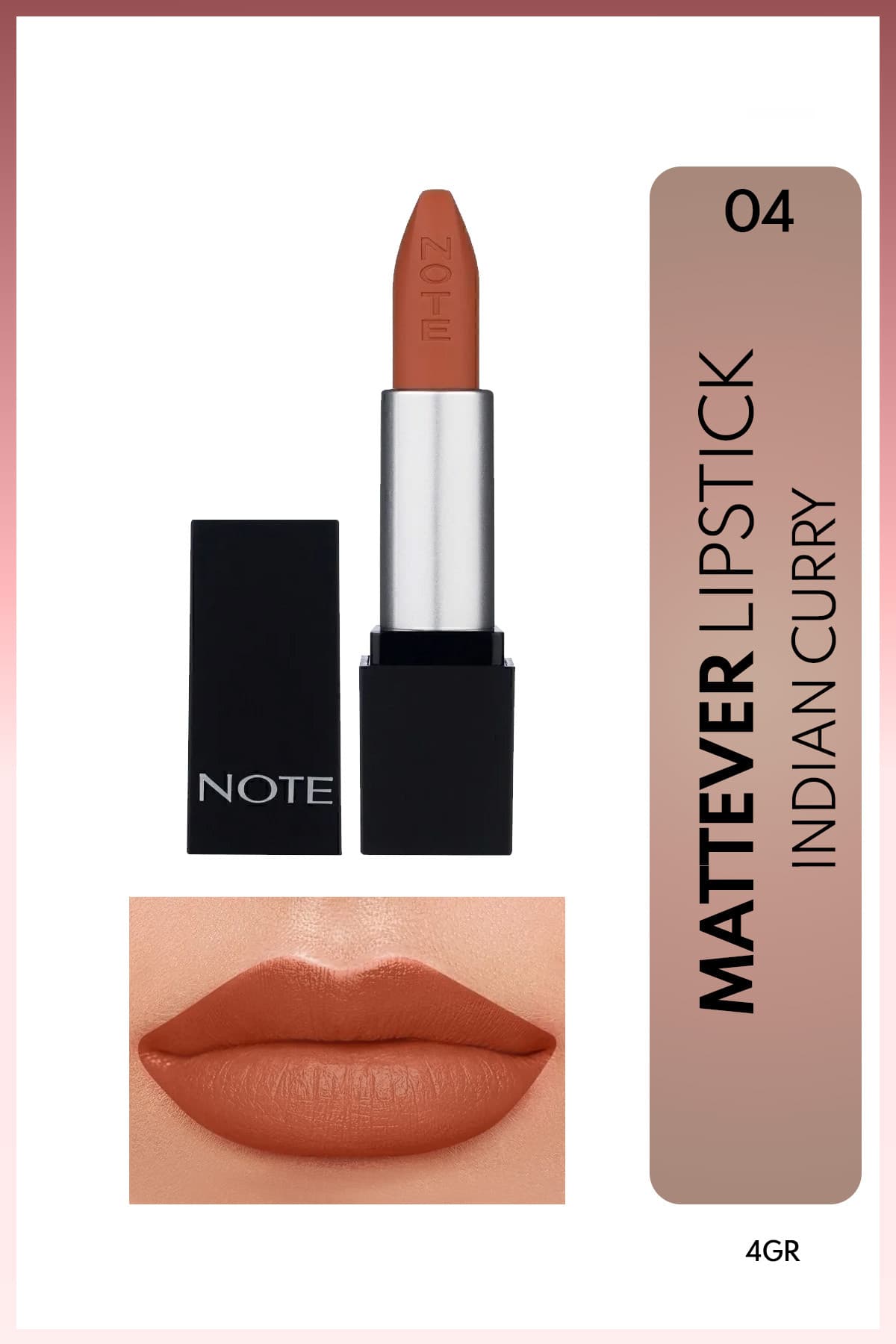 رژ لب Note Cosmetics نیمهمات با جلوه ساتن رنگ 04 Indian Curry - نود رژ لب Note Cosmetics نیمهمات با جلوه ساتن رنگ 04 Indian Curry - نود