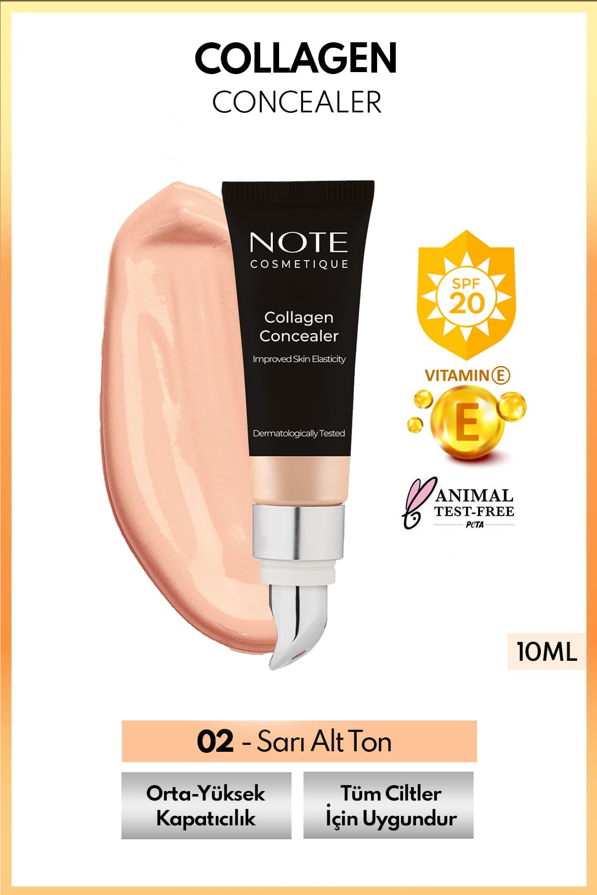 کانسیلر زیر چشم Note Cosmetics حاوی کلاژن SPF 20 مدل 02 متوسط روشن کانسیلر زیر چشم Note Cosmetics حاوی کلاژن SPF 20 مدل 02 متوسط روشن