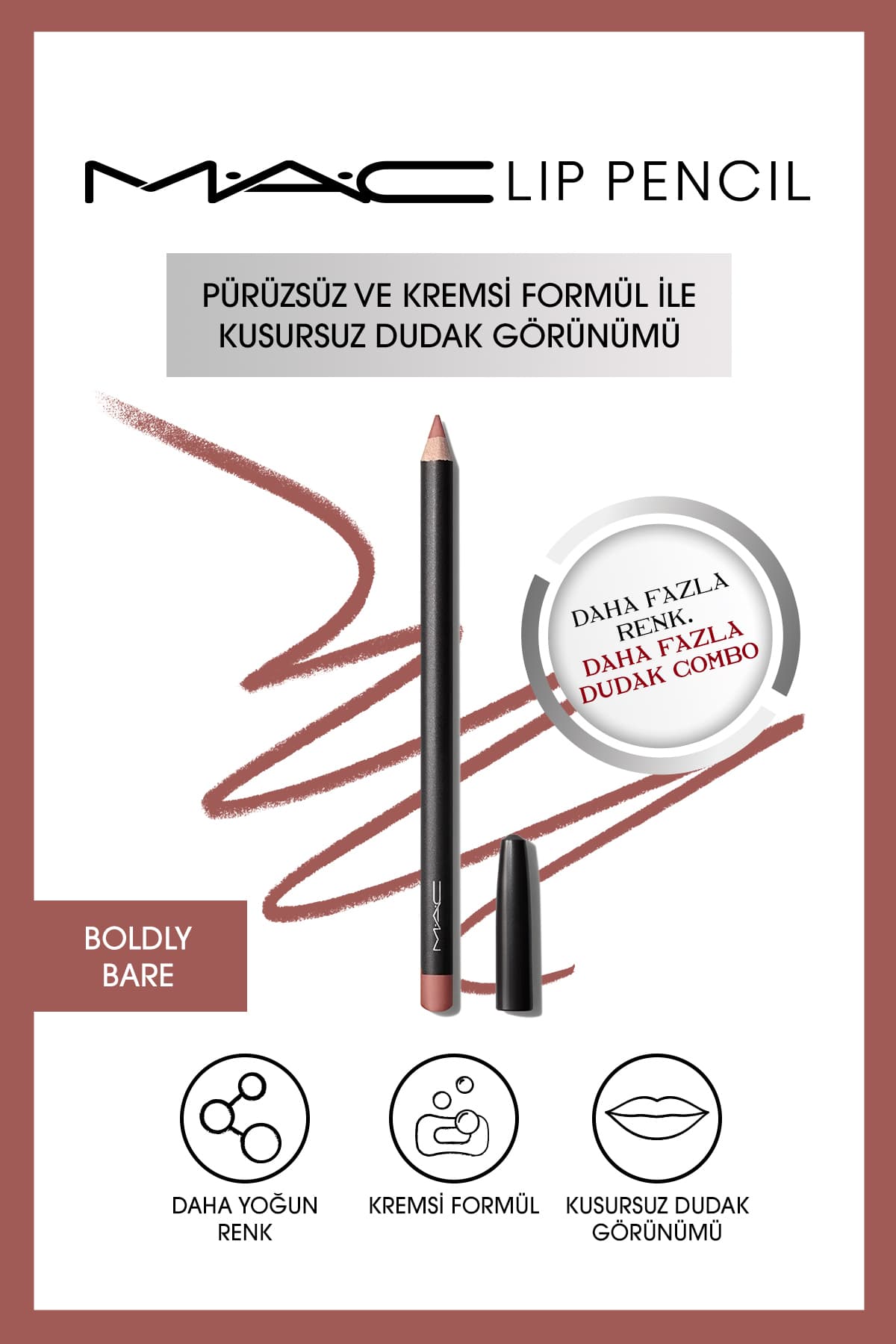 مداد لب Mac کرمی و ماندگار مدل Boldly Bare 1.45 G مداد لب Mac کرمی و ماندگار مدل Boldly Bare 1.45 G
