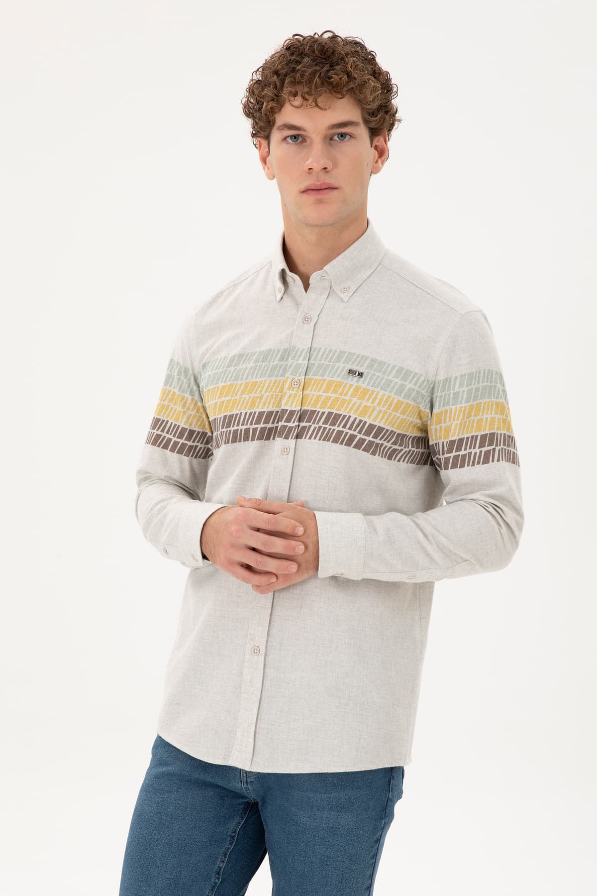 پیراهن آستینبلند مردانه U.S. Polo Assn. کرم روشن مدل 50296600-VR019 پیراهن آستینبلند مردانه U.S. Polo Assn. کرم روشن مدل 50296600-VR019
