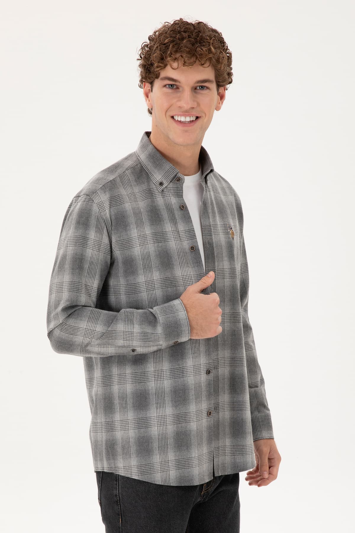 پیراهن مردانه آستینبلند خاکستری U.S. Polo Assn. مدل 50291383-VR024 پیراهن مردانه آستینبلند خاکستری U.S. Polo Assn. مدل 50291383-VR024