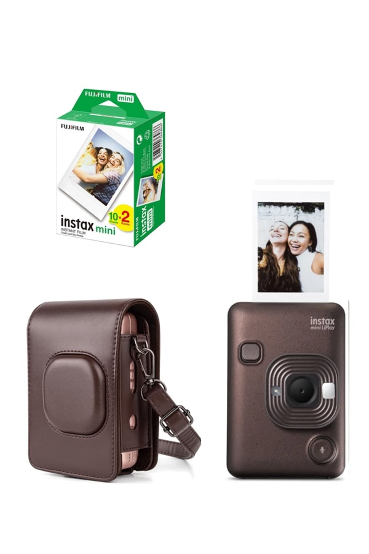 دوربین فوری Fujifilm Instax Mini LiPlay Hybrid برنز تیره با 20 فیلم و کیف دوربین فوری Fujifilm Instax Mini LiPlay Hybrid برنز تیره با 20 فیلم و کیف