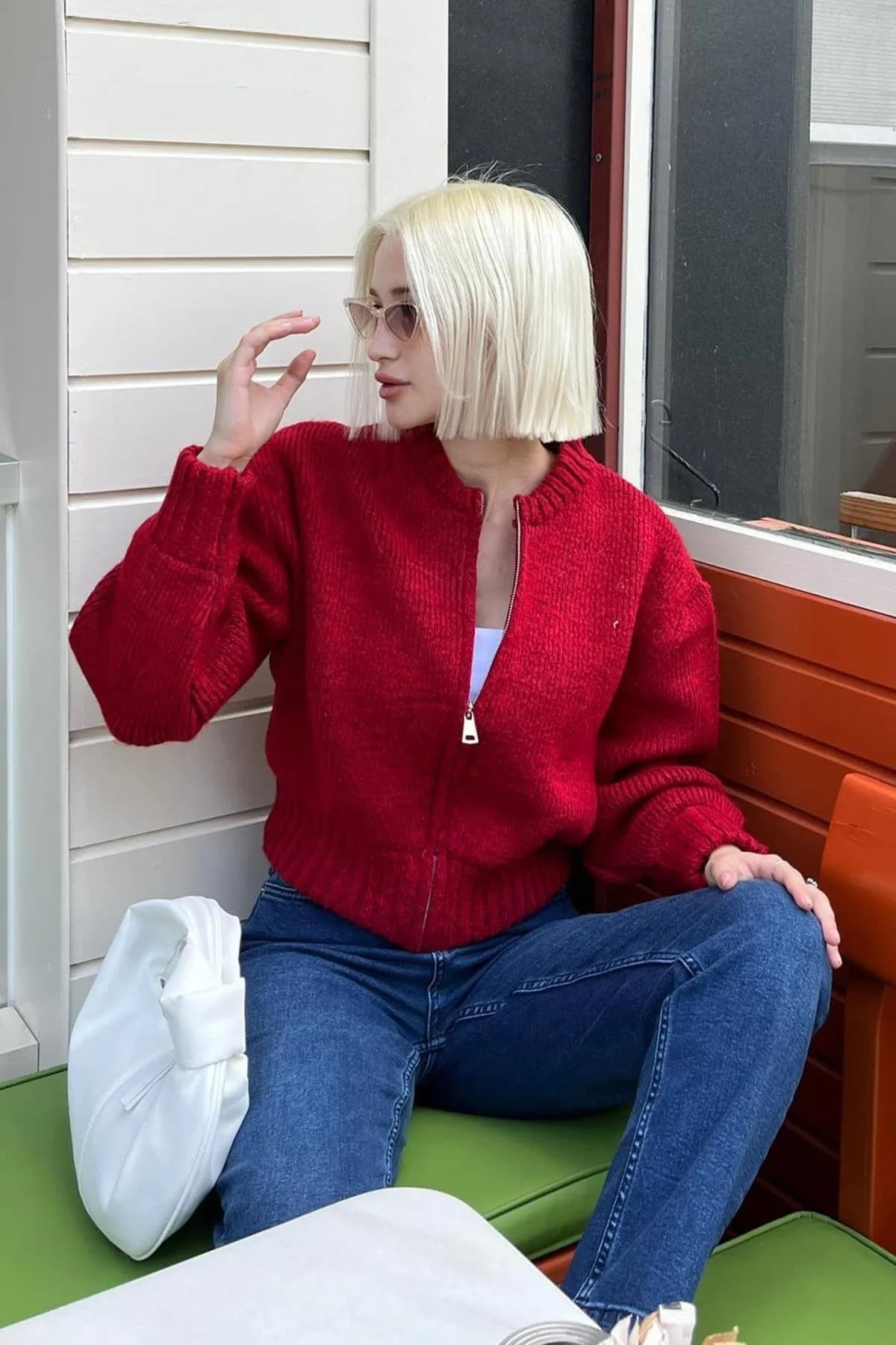هیرکای بافتنی زنانه NATUFIAN STORE قرمز زیپدار هیرکای بافتنی زنانه NATUFIAN STORE قرمز زیپدار