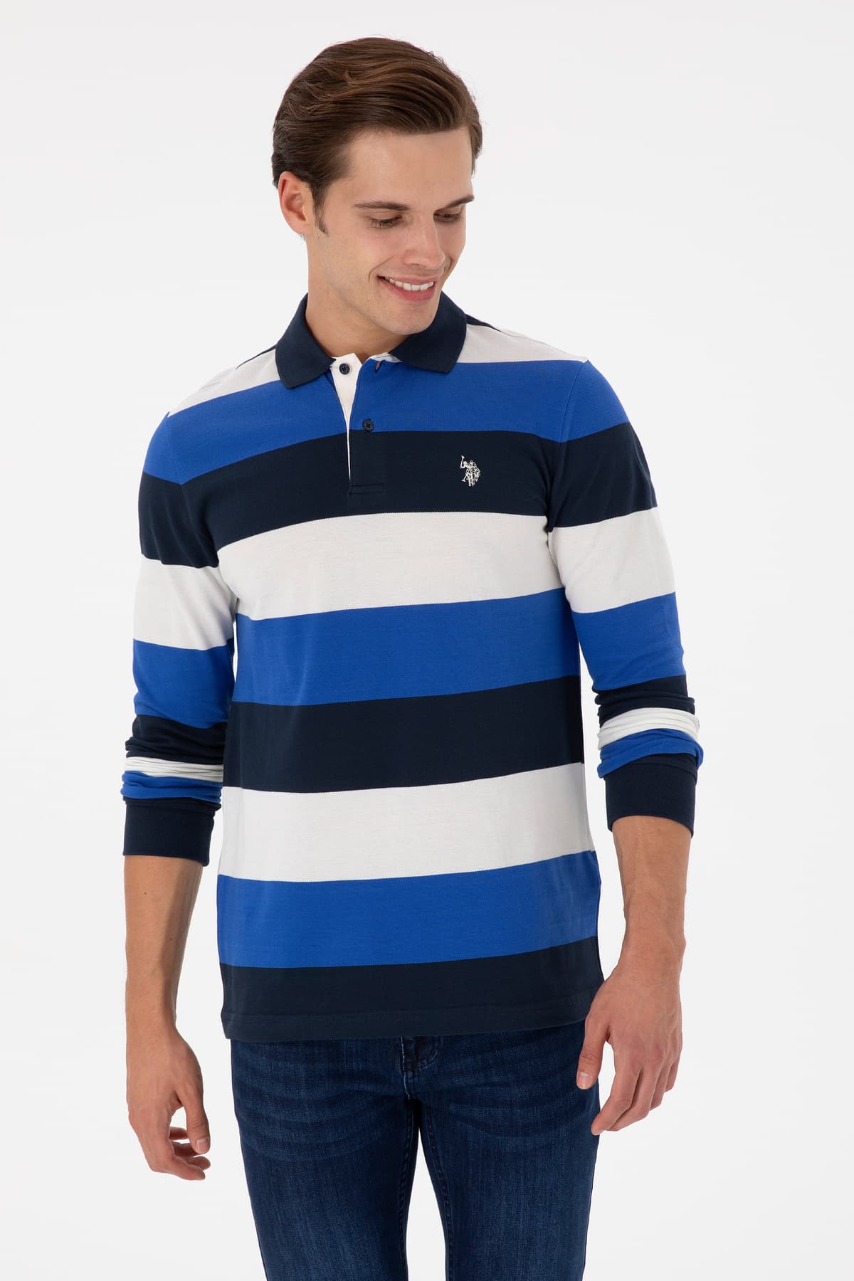 سویشرت مردانه U.S. Polo Assn. فیت معمولی یقه پولو آبی ساکسی مدل 50293428-VR045 سویشرت مردانه U.S. Polo Assn. فیت معمولی یقه پولو آبی ساکسی مدل 50293428-VR045