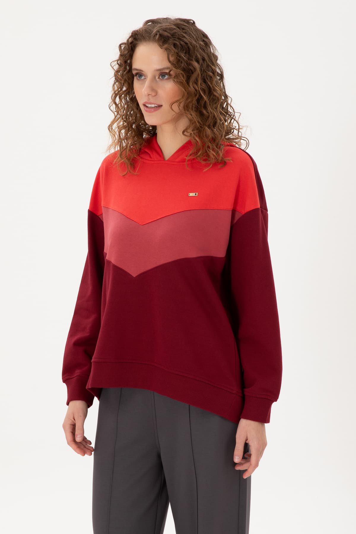 سویشرت کلاهدار زنانه U.S. Polo Assn. زرشکی مدل 50297376-VR014 سویشرت کلاهدار زنانه U.S. Polo Assn. زرشکی مدل 50297376-VR014