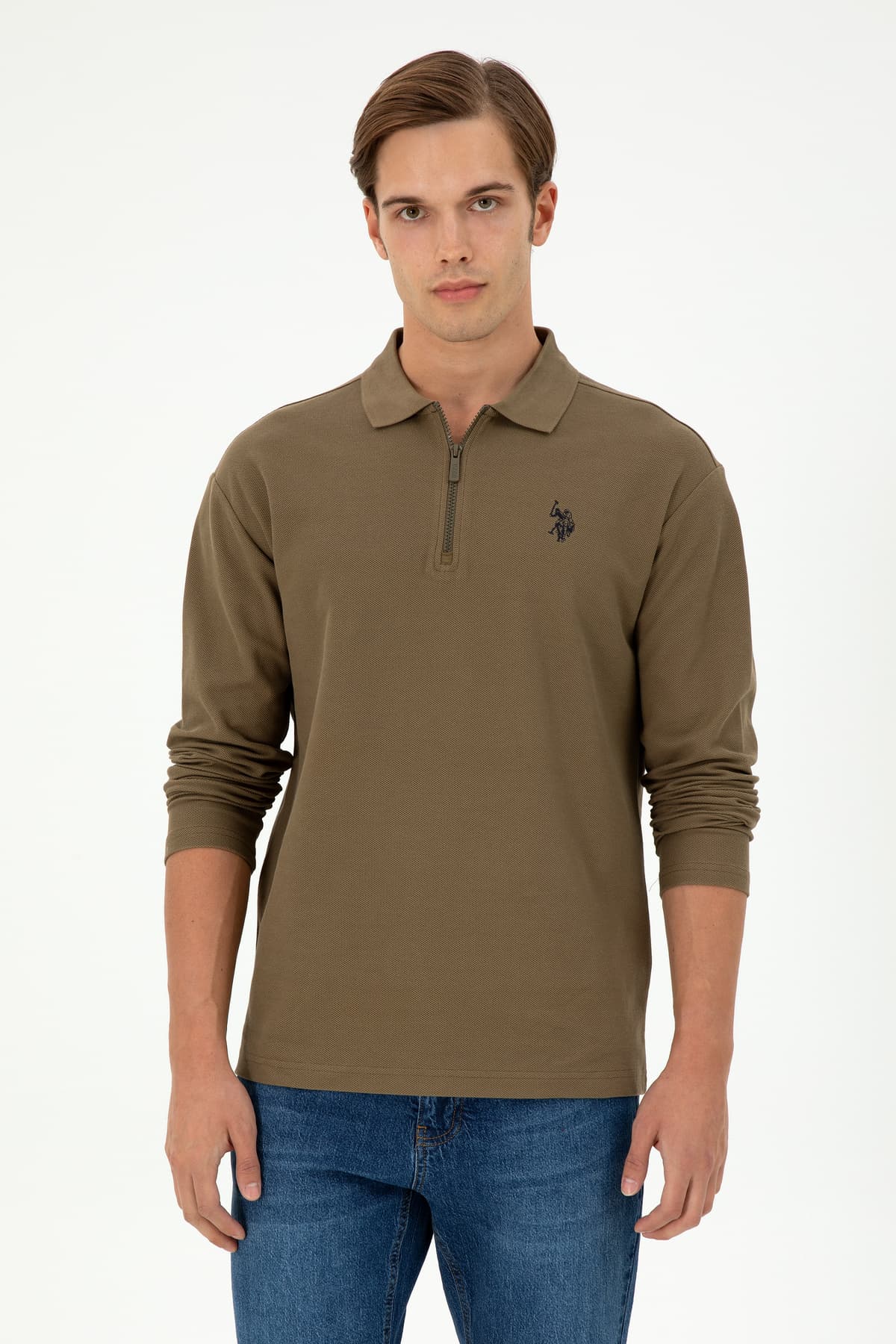 سویشرت مردانه U.S. Polo Assn. فیت راحت نیمزیپ زغالی مدل 50293413-VR006 سویشرت مردانه U.S. Polo Assn. فیت راحت نیمزیپ زغالی مدل 50293413-VR006
